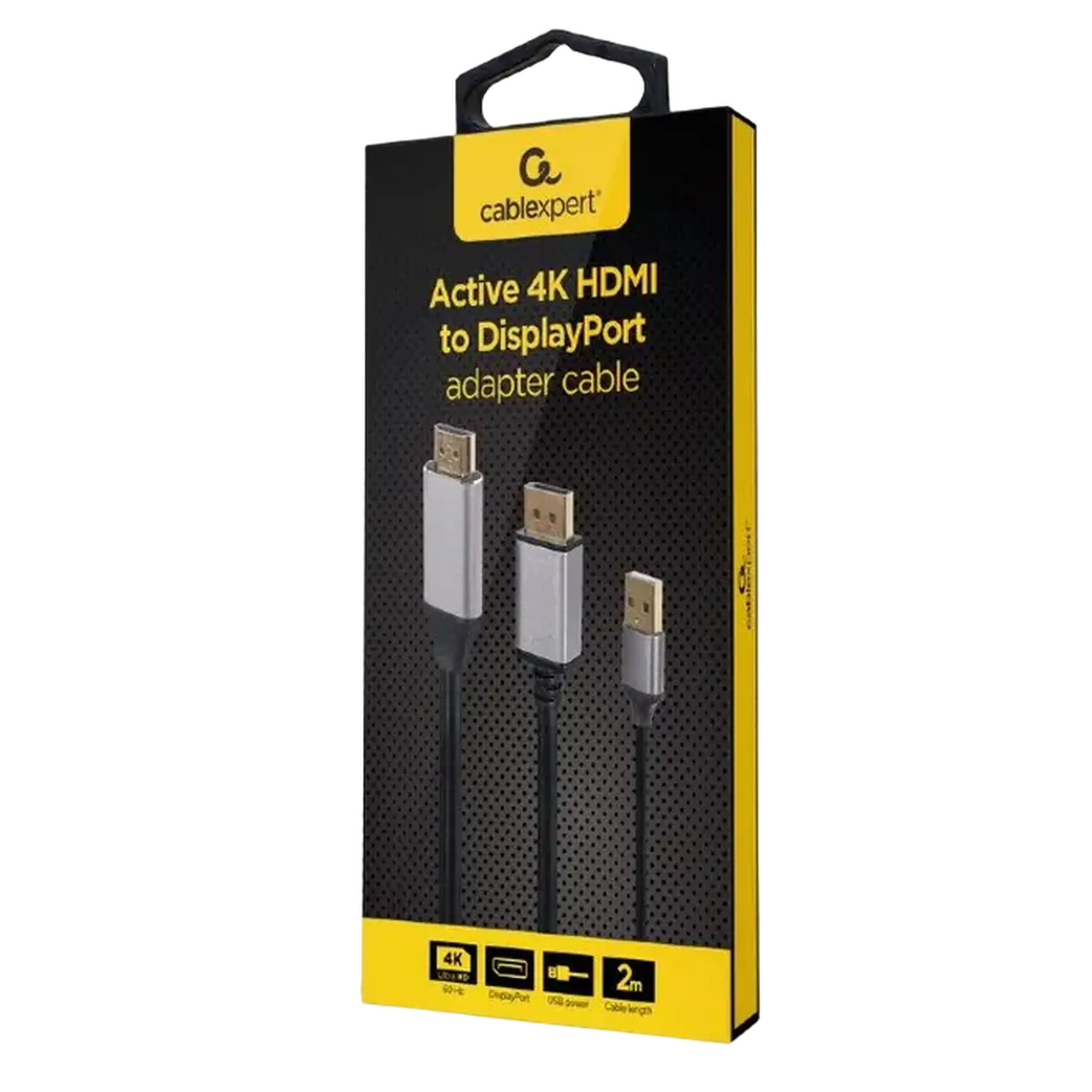 Adaptor Cablexpert A-HDMIM-DPM-01, HDMI - DisplayPort, USB Type-A, 2m, Negru