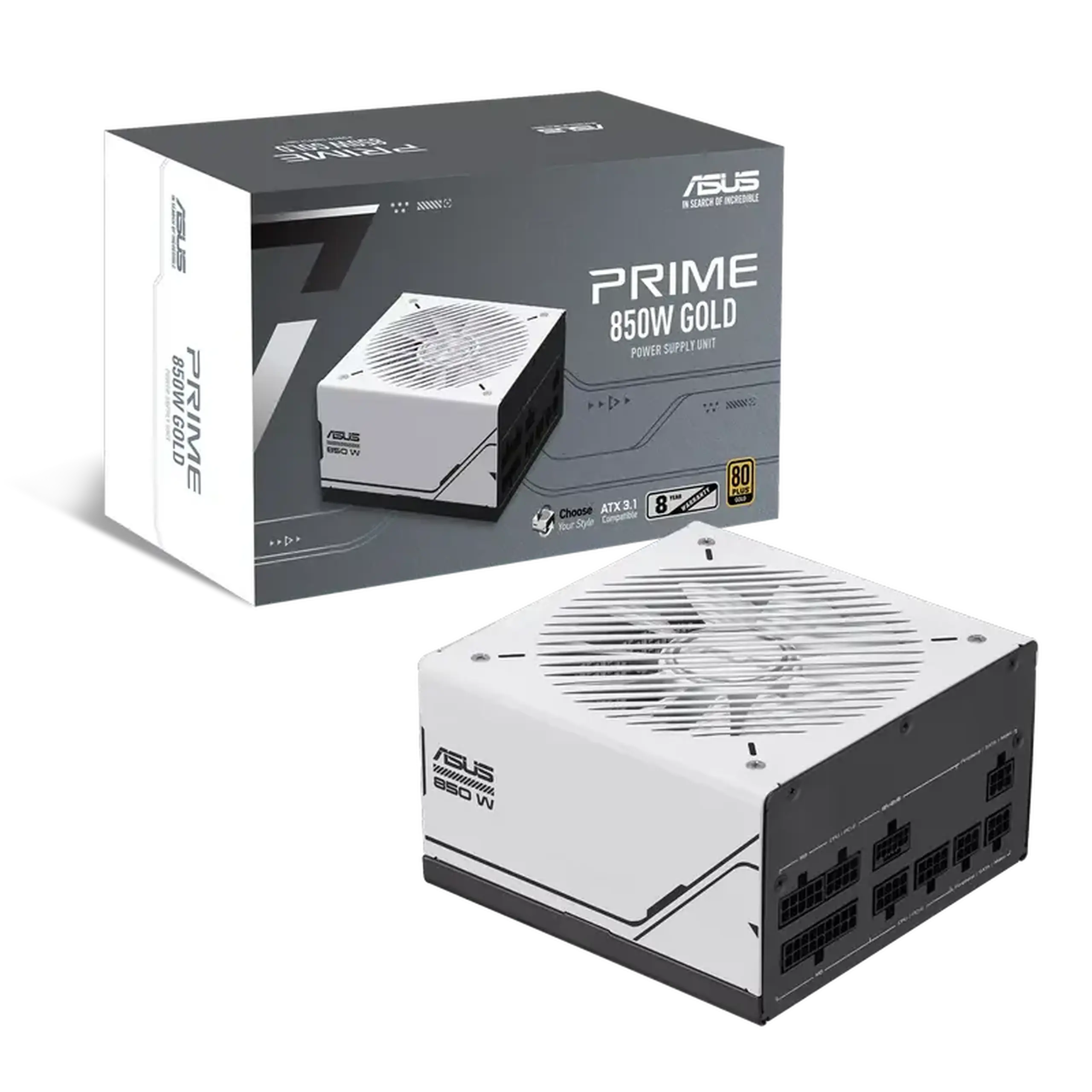 Sursă Alimentare PC ASUS PRIME-AP-850G-WHITE-GOLD, 850W, ATX, Complet modular