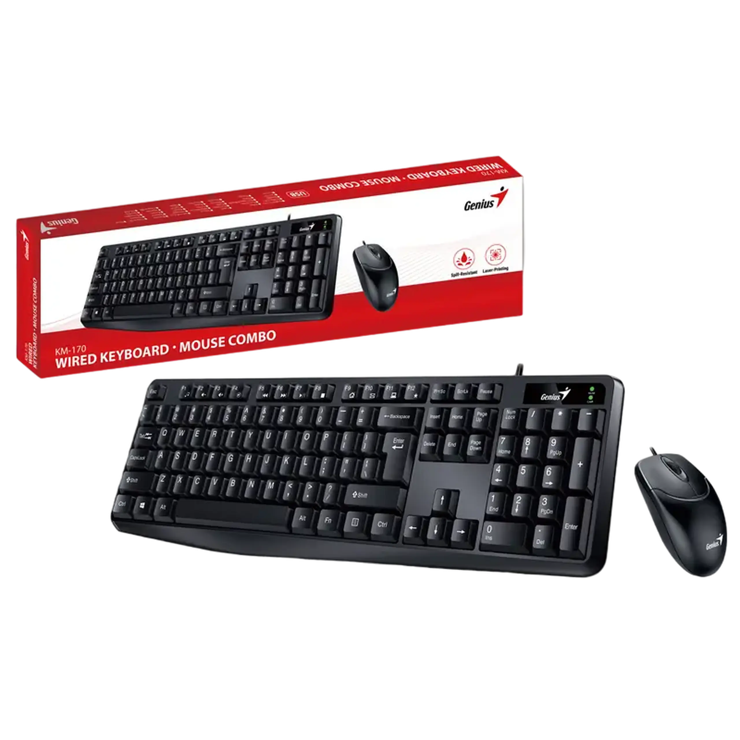 Set Tastatură + Mouse Genius KM-170, Cu fir, Negru