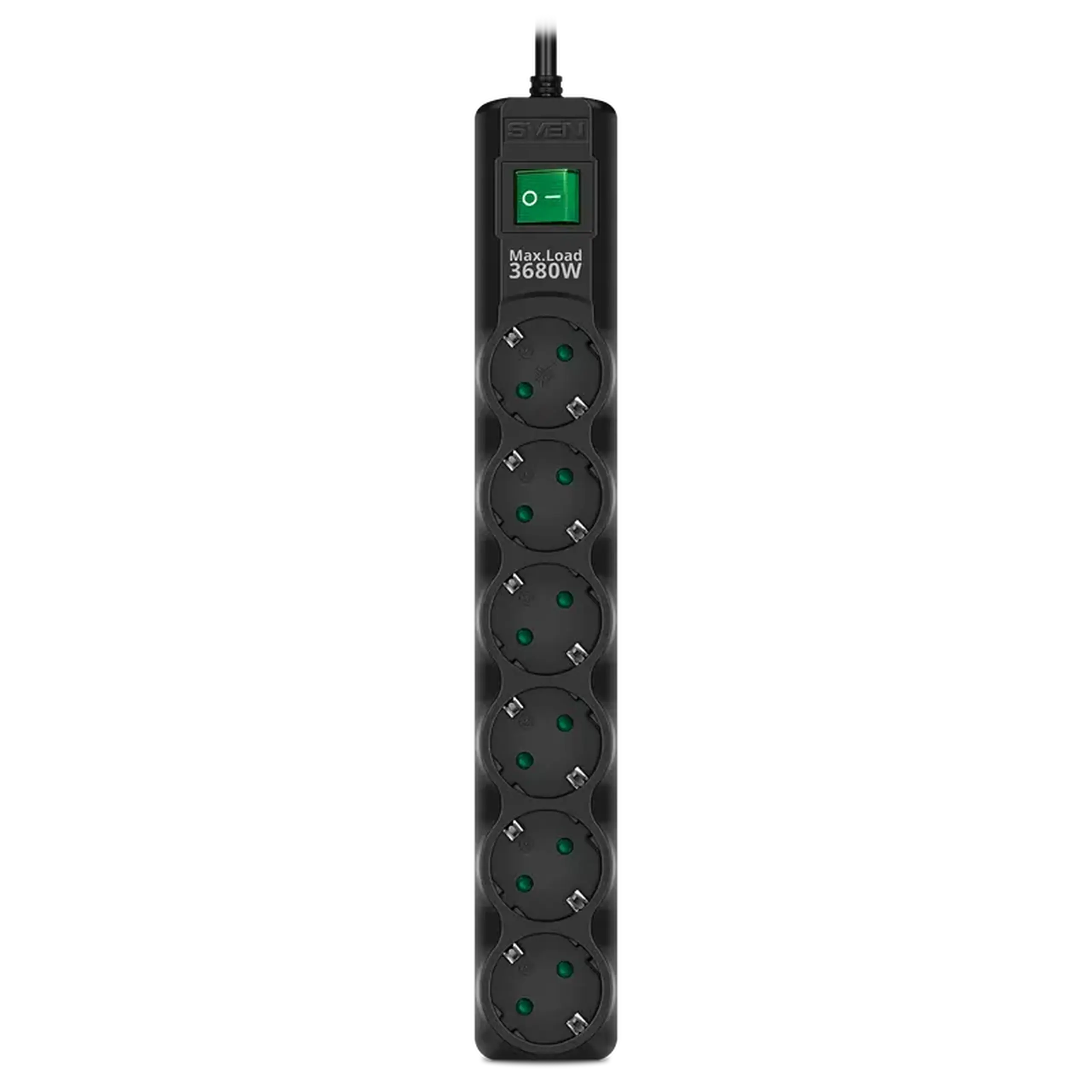 Prelungitor electric SVEN SF-06E-16, 6 Prize, 3m, Negru