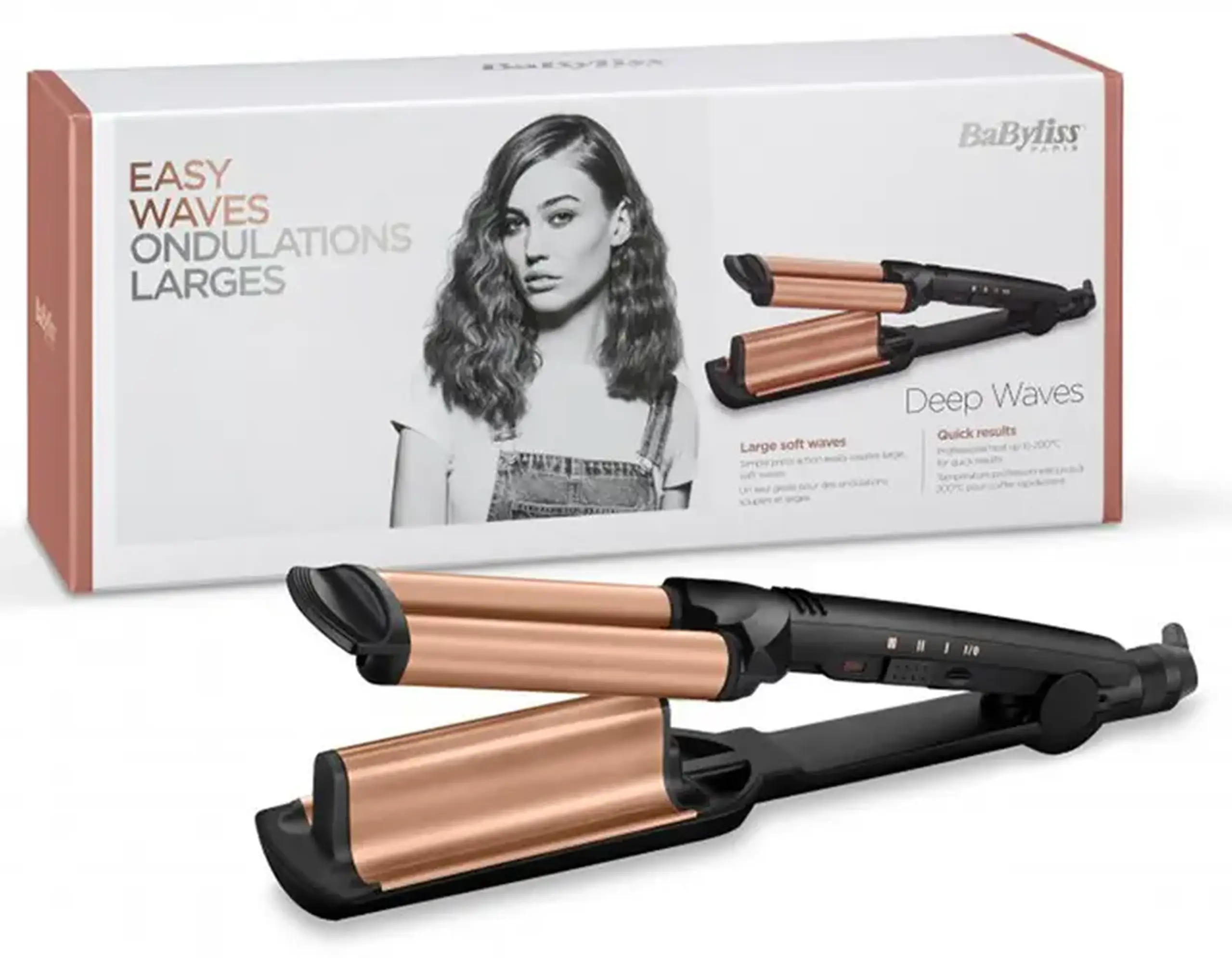 Ondulator de păr BaByliss Deep Waver W2447E, Negru