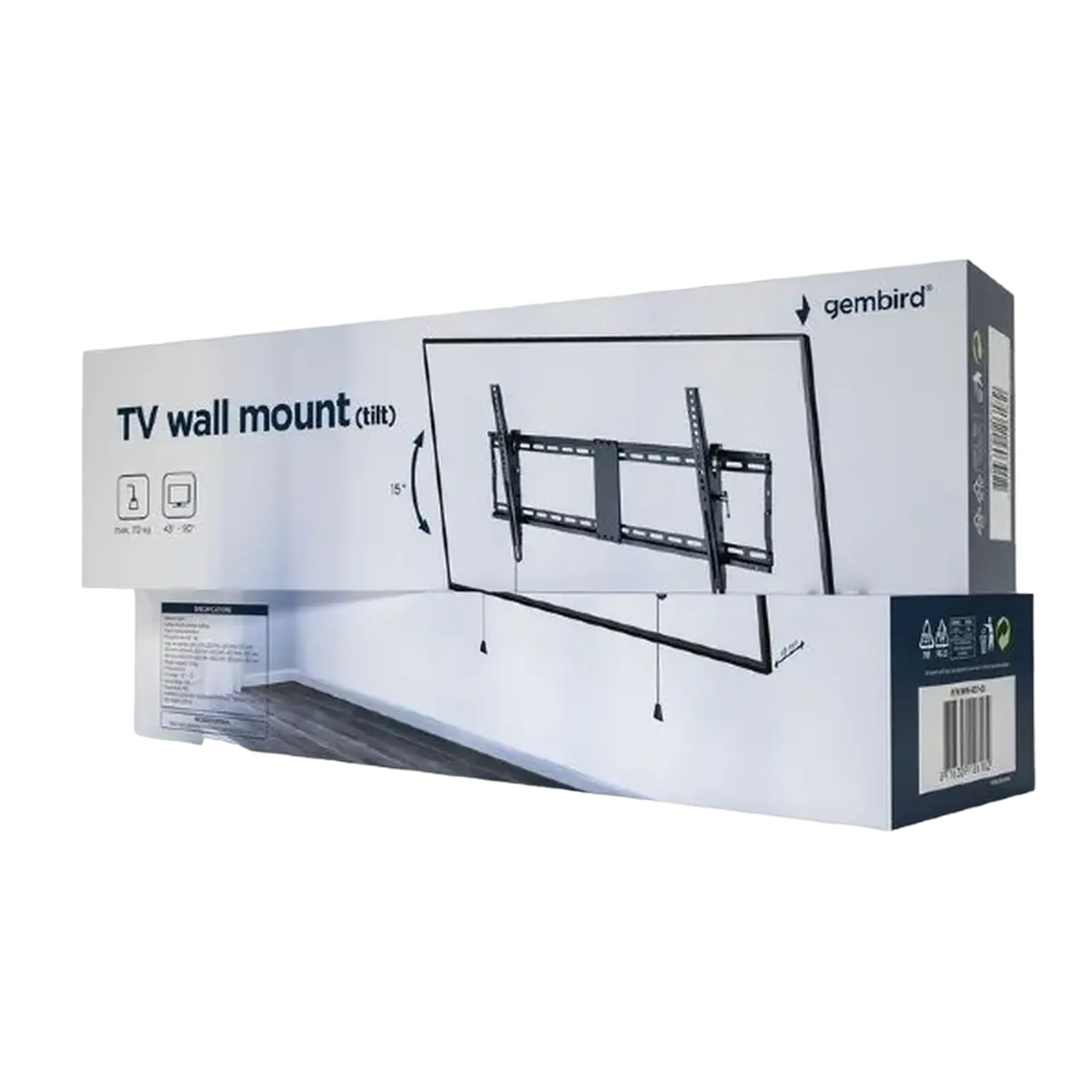 Suport TV de perete Gembird WM-90T-01, Negru
