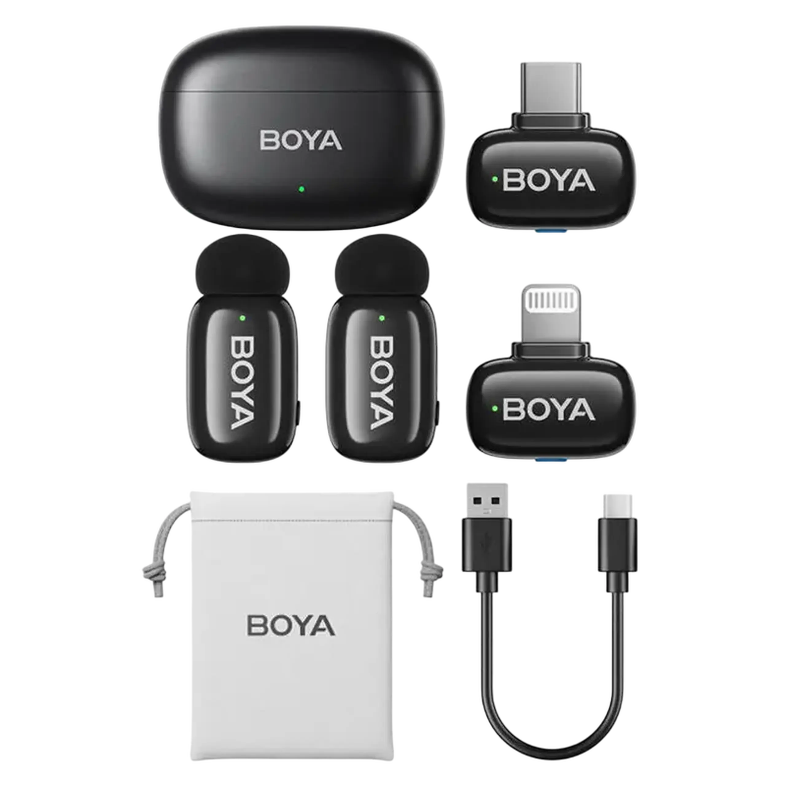 Microfon portabil pentru înregistrare vocală Boya mini 2-01, Fără fir, Negru