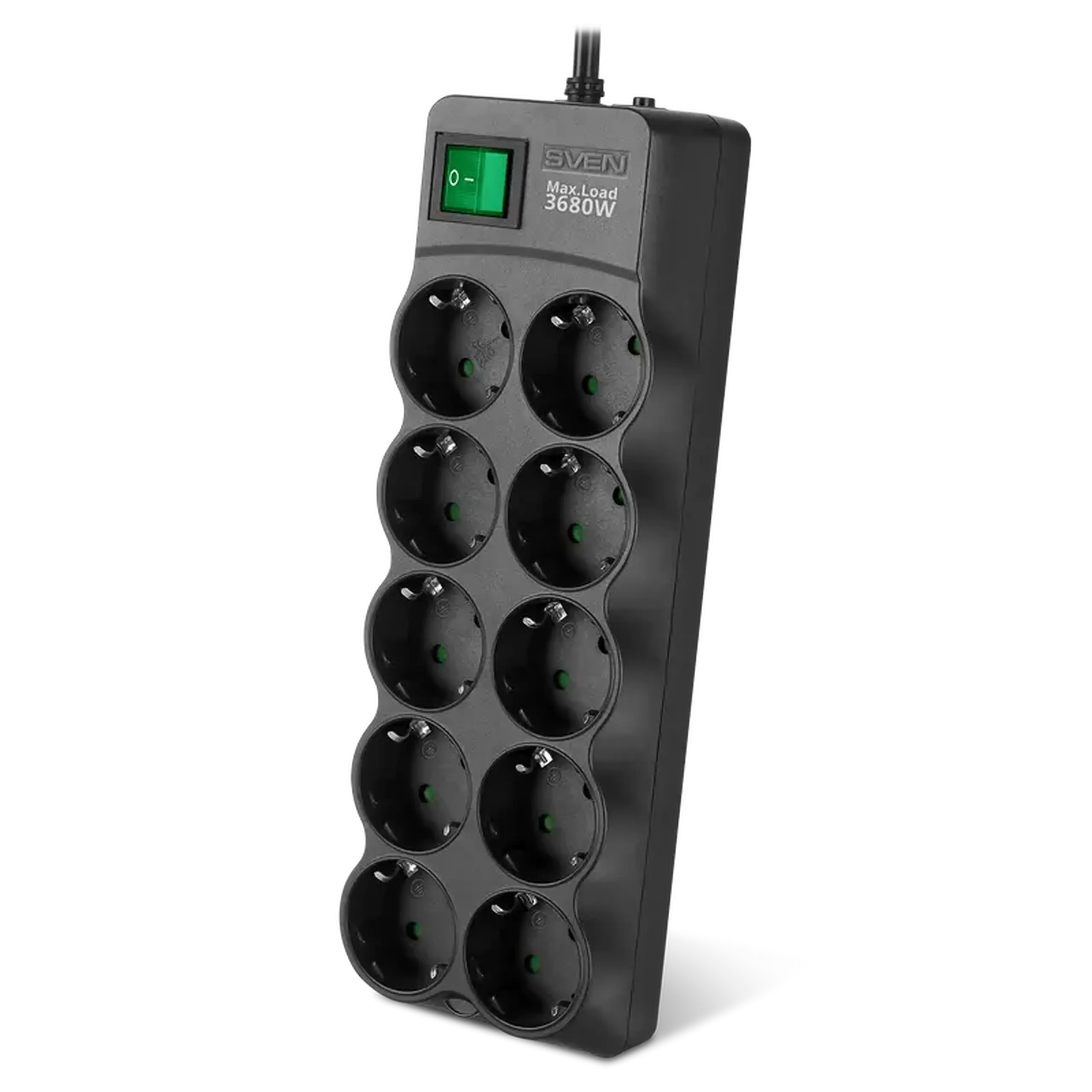 Prelungitor electric SVEN SF-10E-16, 10 Prize, 3m, Negru