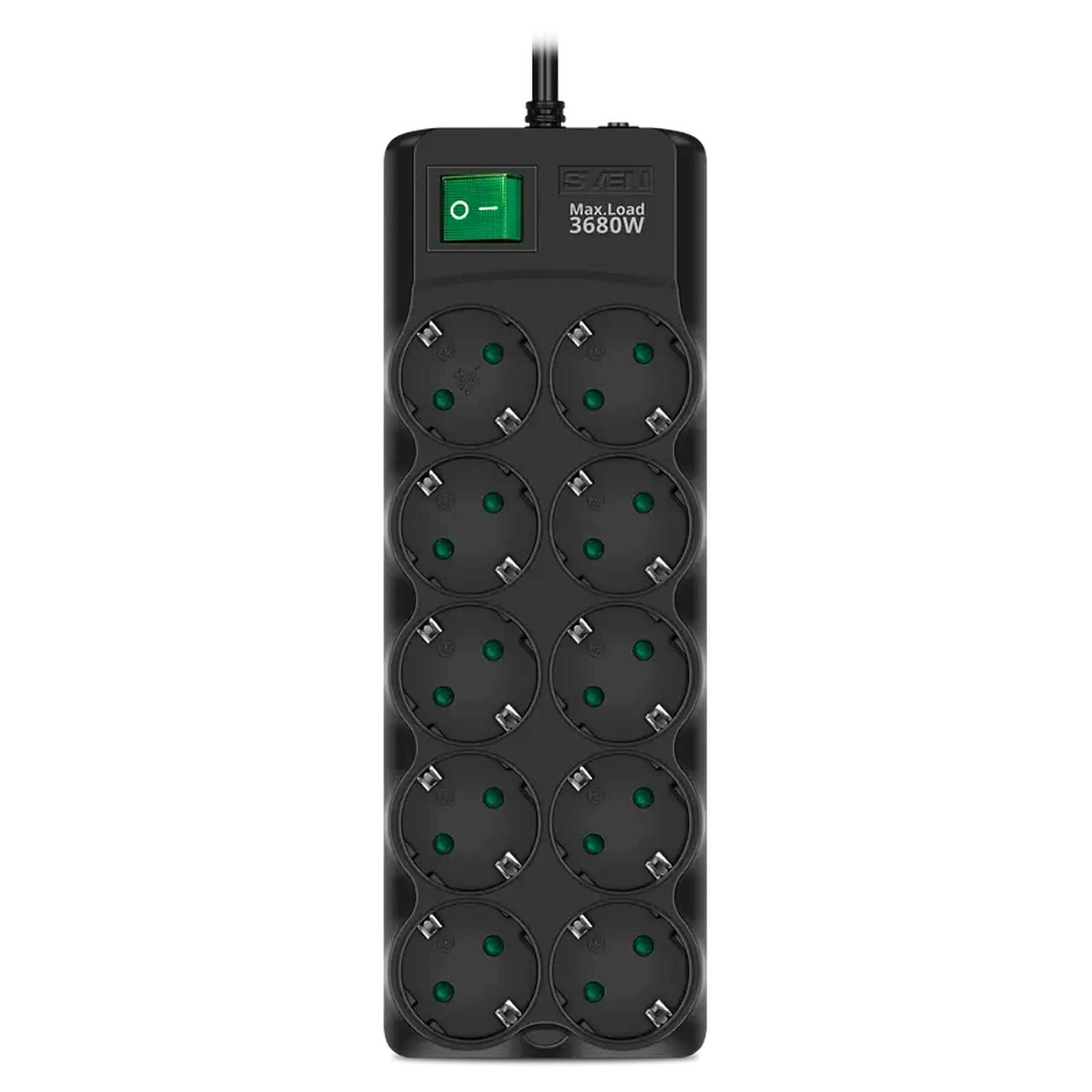 Prelungitor electric SVEN SF-10E-16, 10 Prize, 3m, Negru
