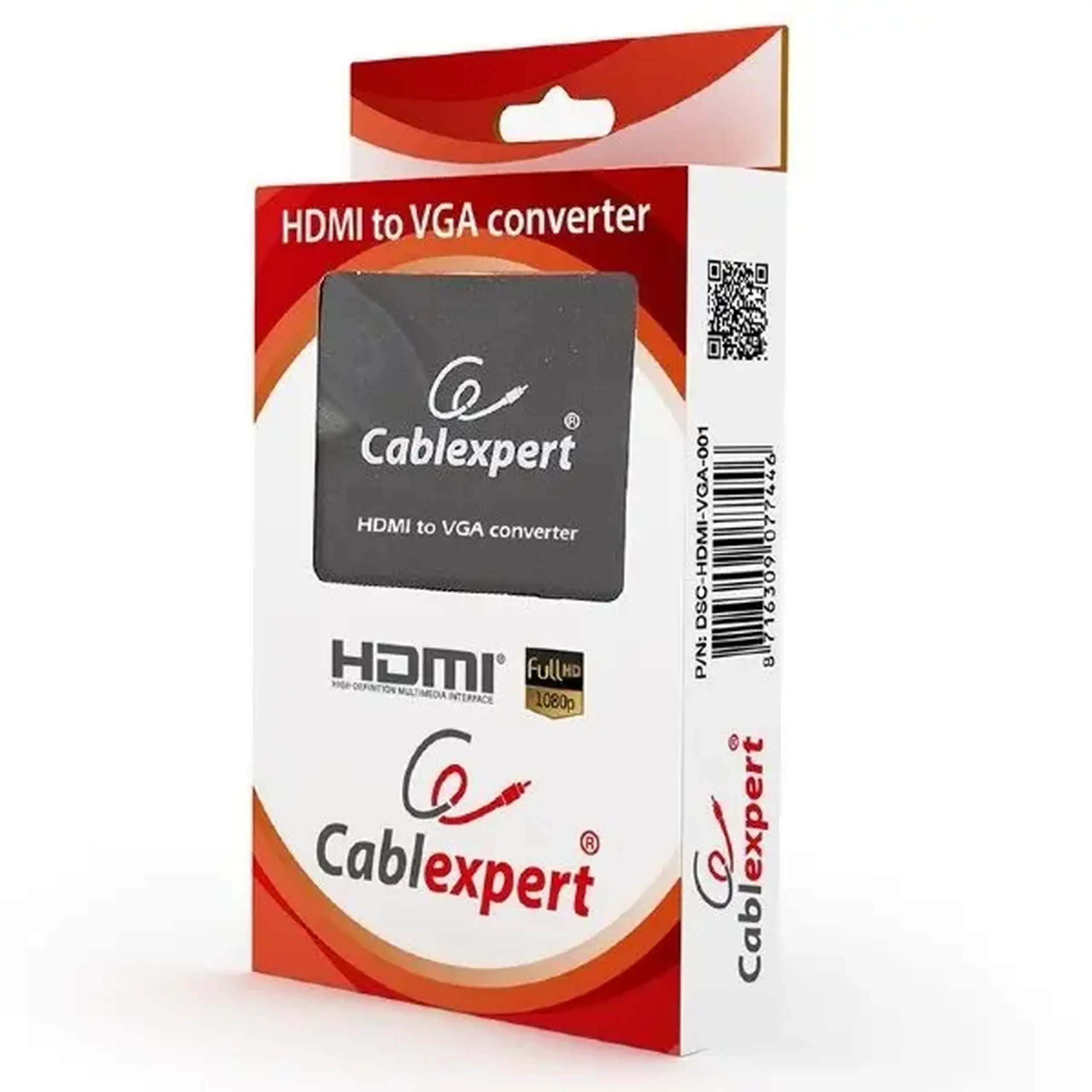 Convertor Video/Audio Cablexpert DSC-HDMI-VGA-001, - VGA D-Sub + 3.5 mm Jack, Negru