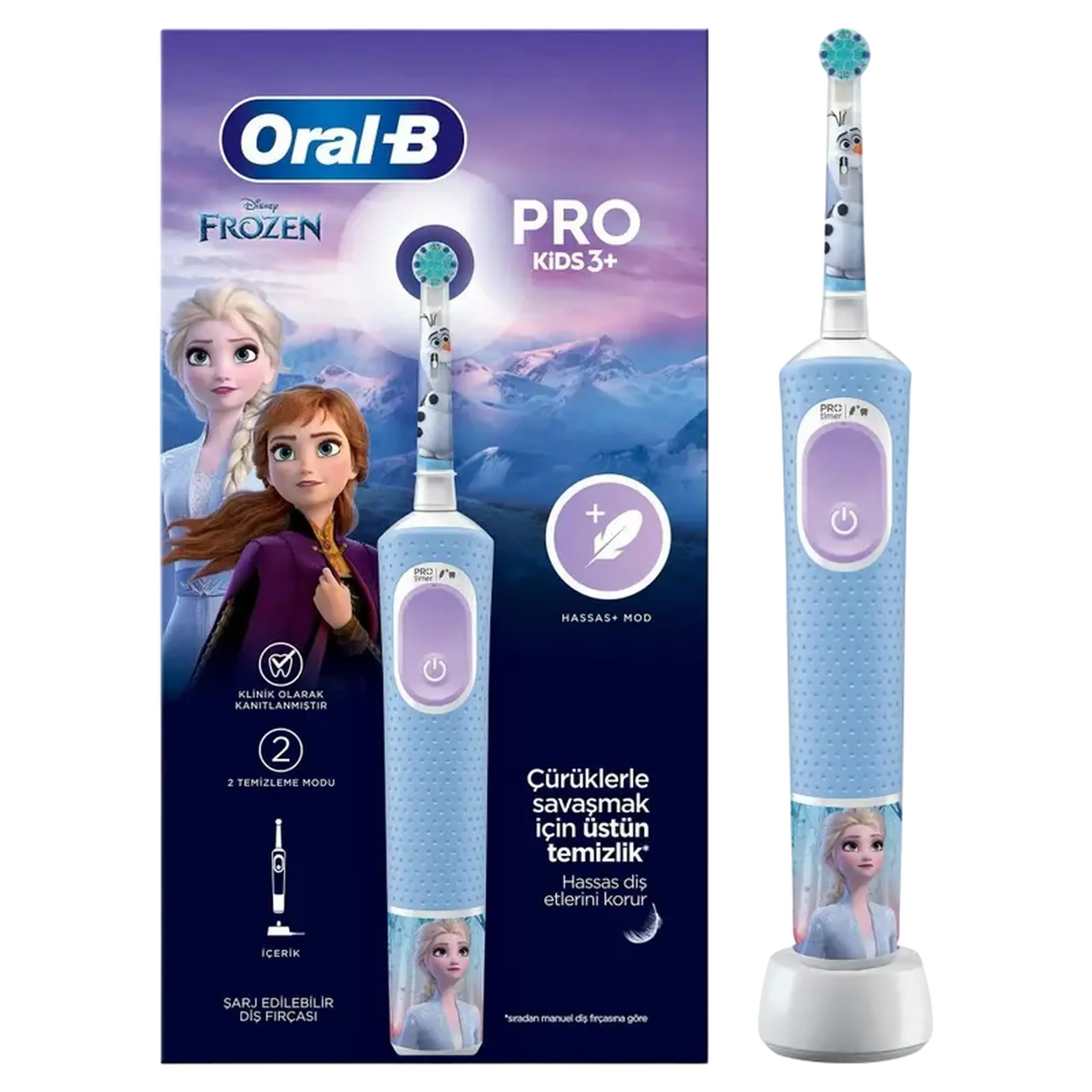 Periuță de dinți electrică Braun Oral-B Vitality PRO Kids Frozen, Albastru deschis