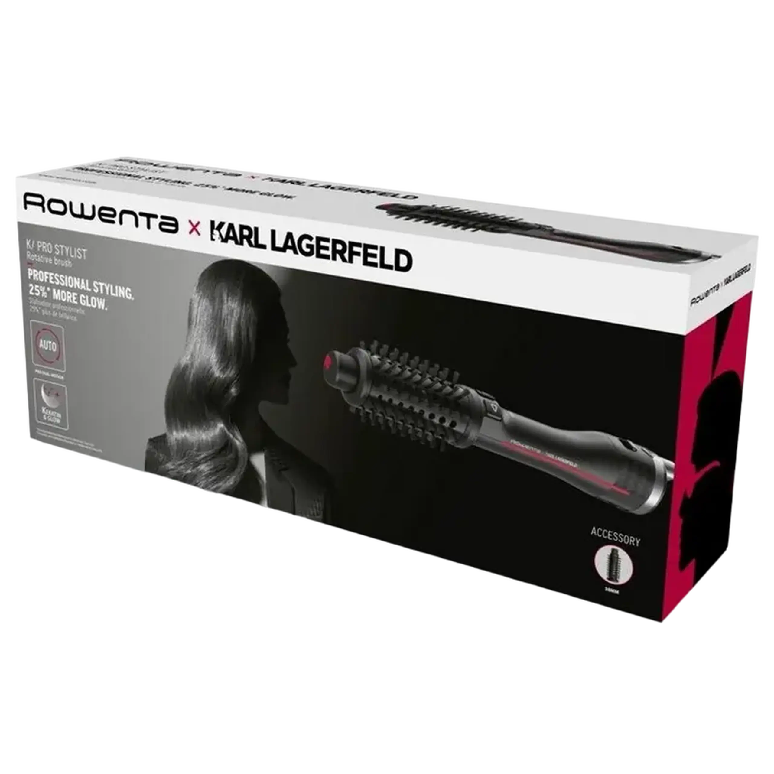 Uscător de păr-perie Rowenta Karl Lagerfeld K/Pro Stylist CF961LF0, 750 W, Negru