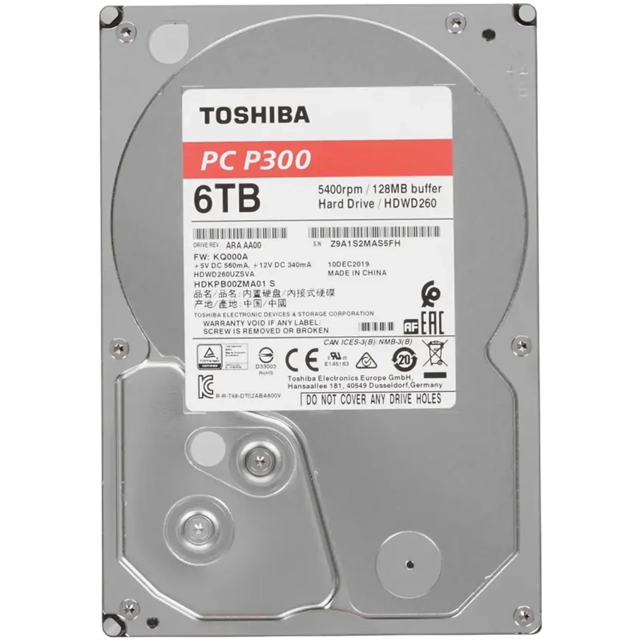 Unitate HDD Toshiba P300, 3.5", 6 TB <HDWD260UZSVA>