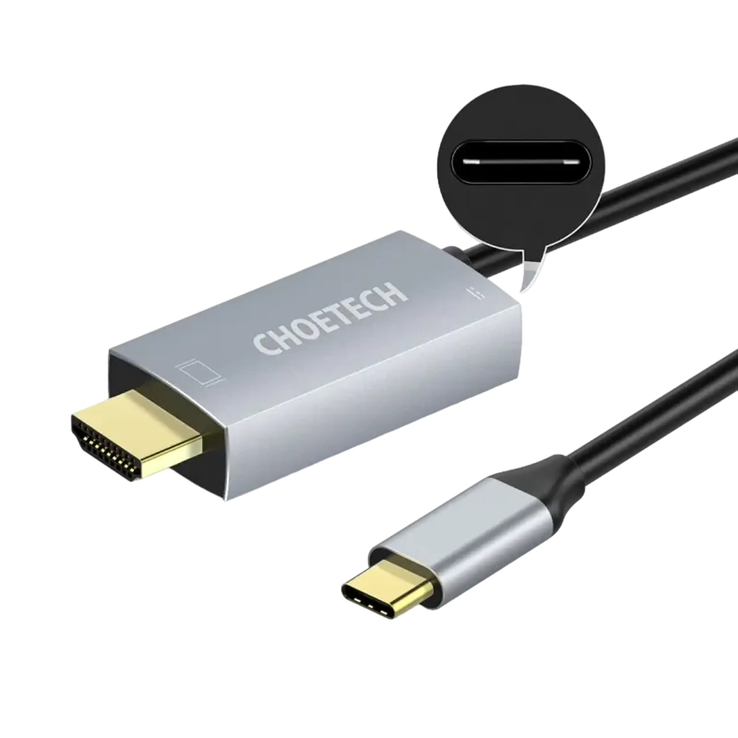 Adaptor USB Choetech XCH-M180, USB Type-C (F) - HDMI (F), 1,8m, Argintiu