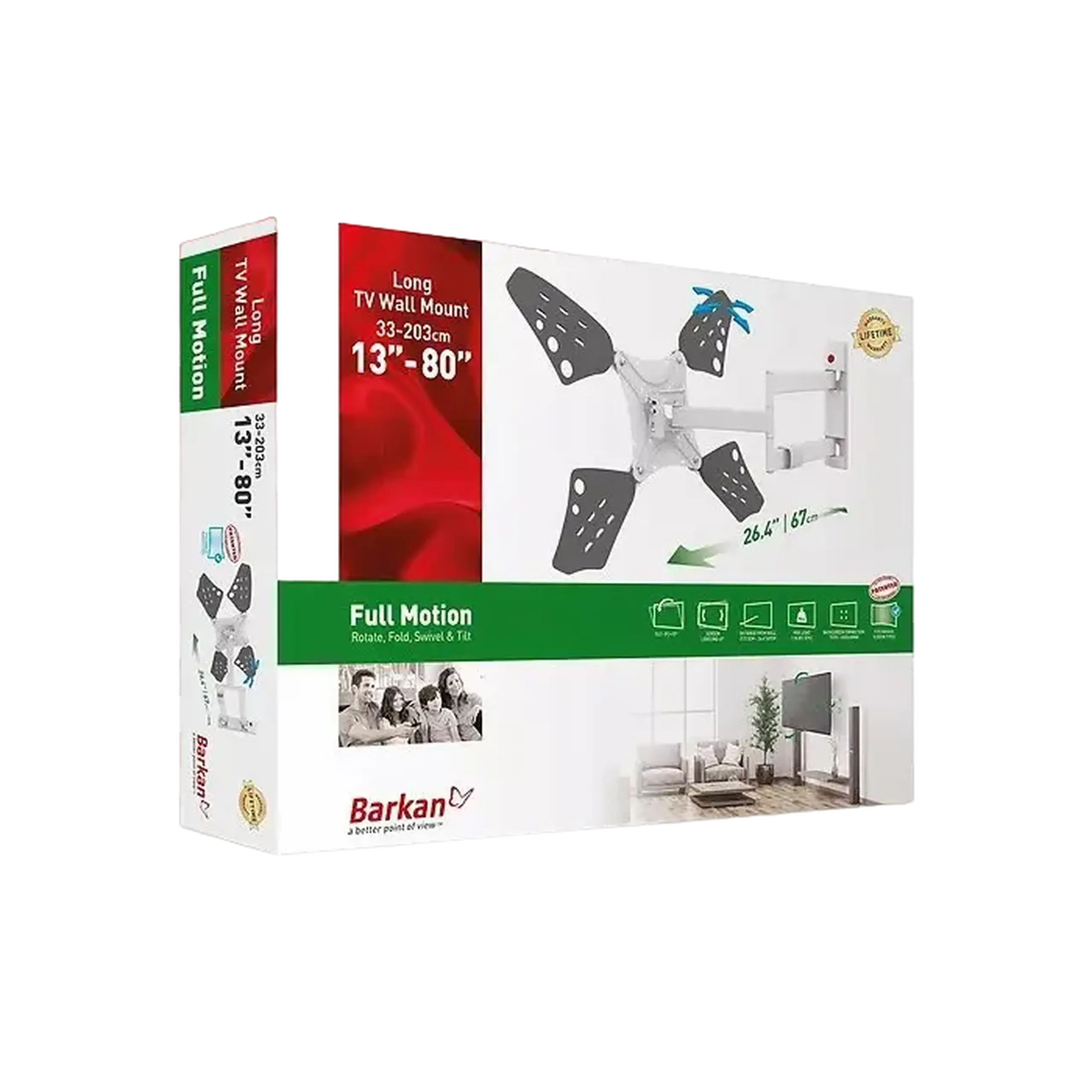 Suport TV de perete BARKAN 3400LW, Alb