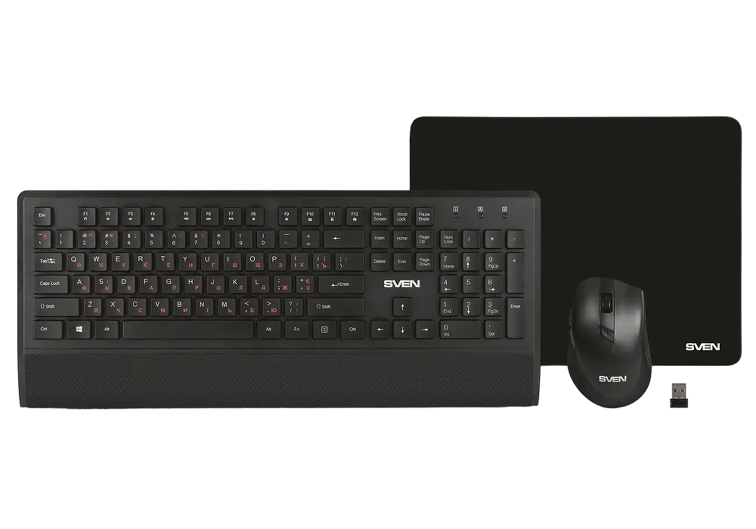 Set Tastatură + Mouse + Mouse Pad SVEN KB-C3800W, Fără fir, Negru