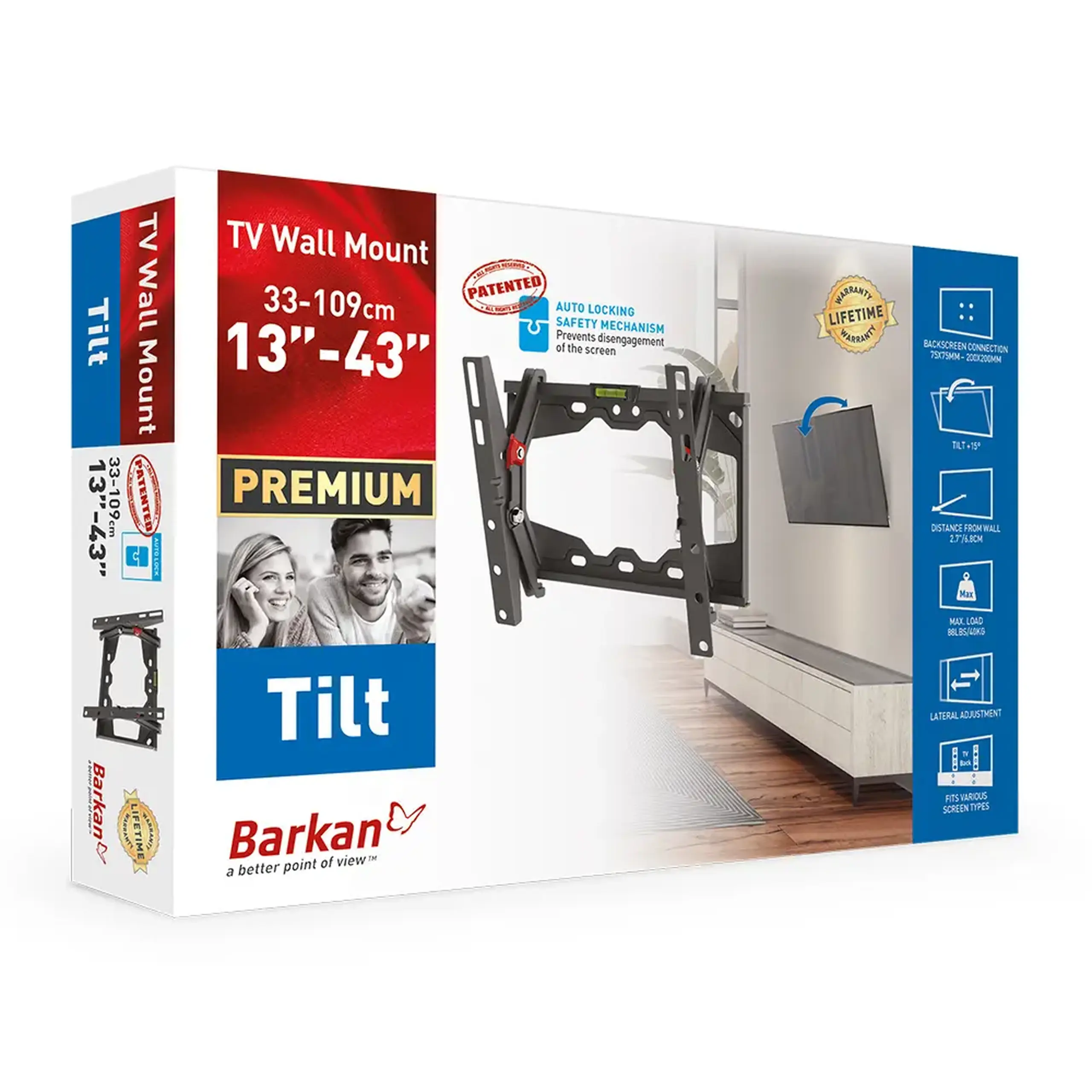 Suport înclinat pe perete BARKAN E210+, Negru