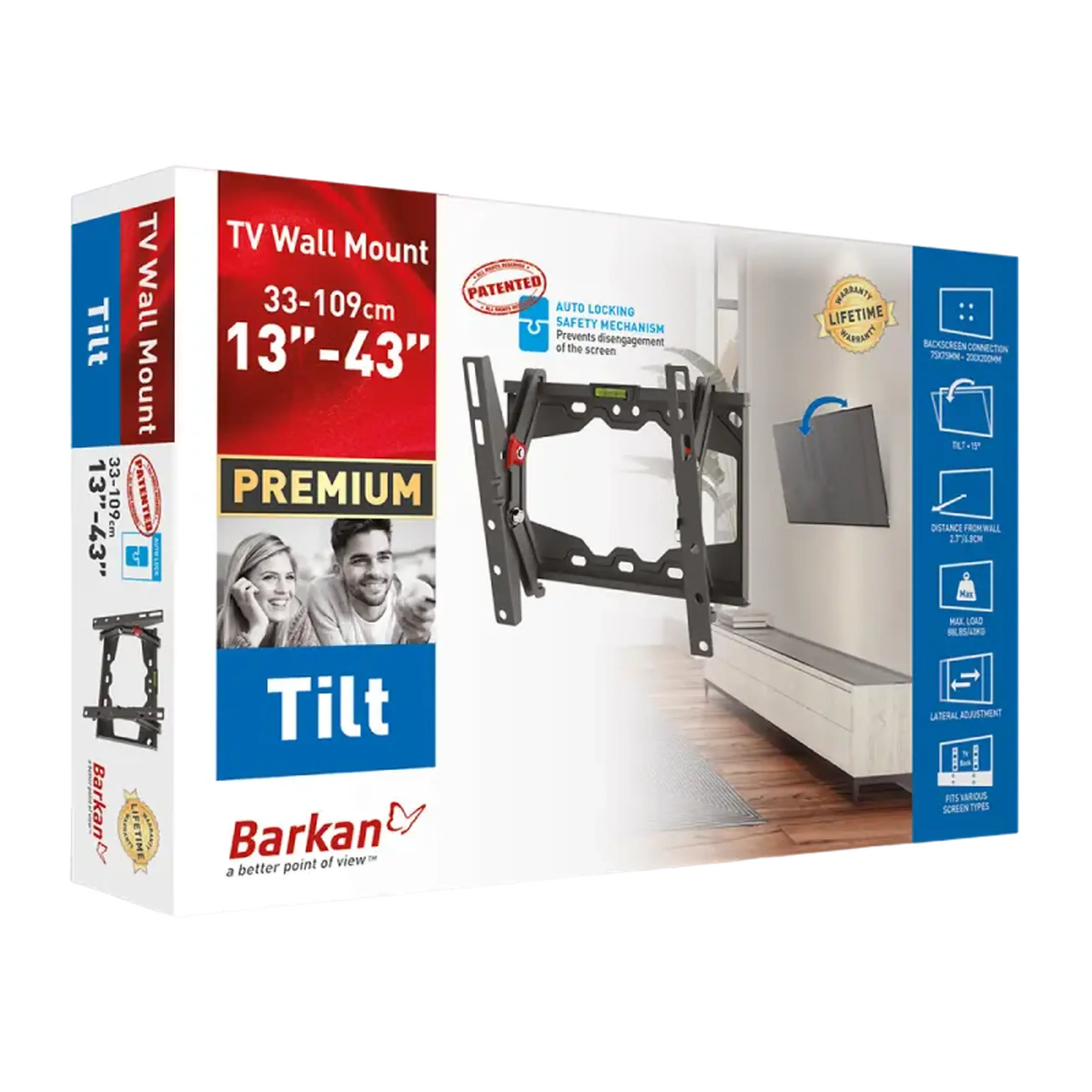 Suport înclinat pe perete BARKAN E210+, Negru