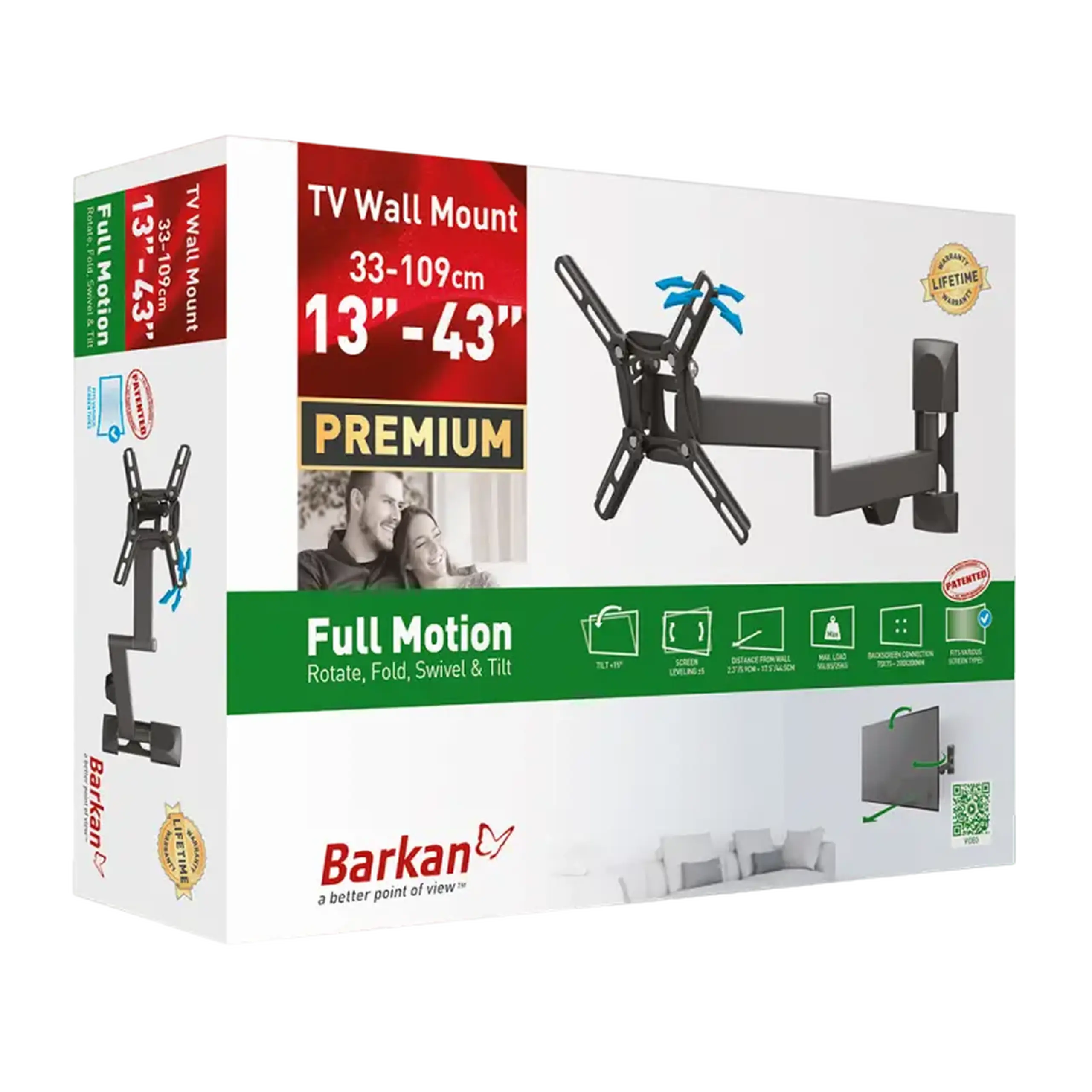 Suport TV de perete BARKAN 2400, Negru