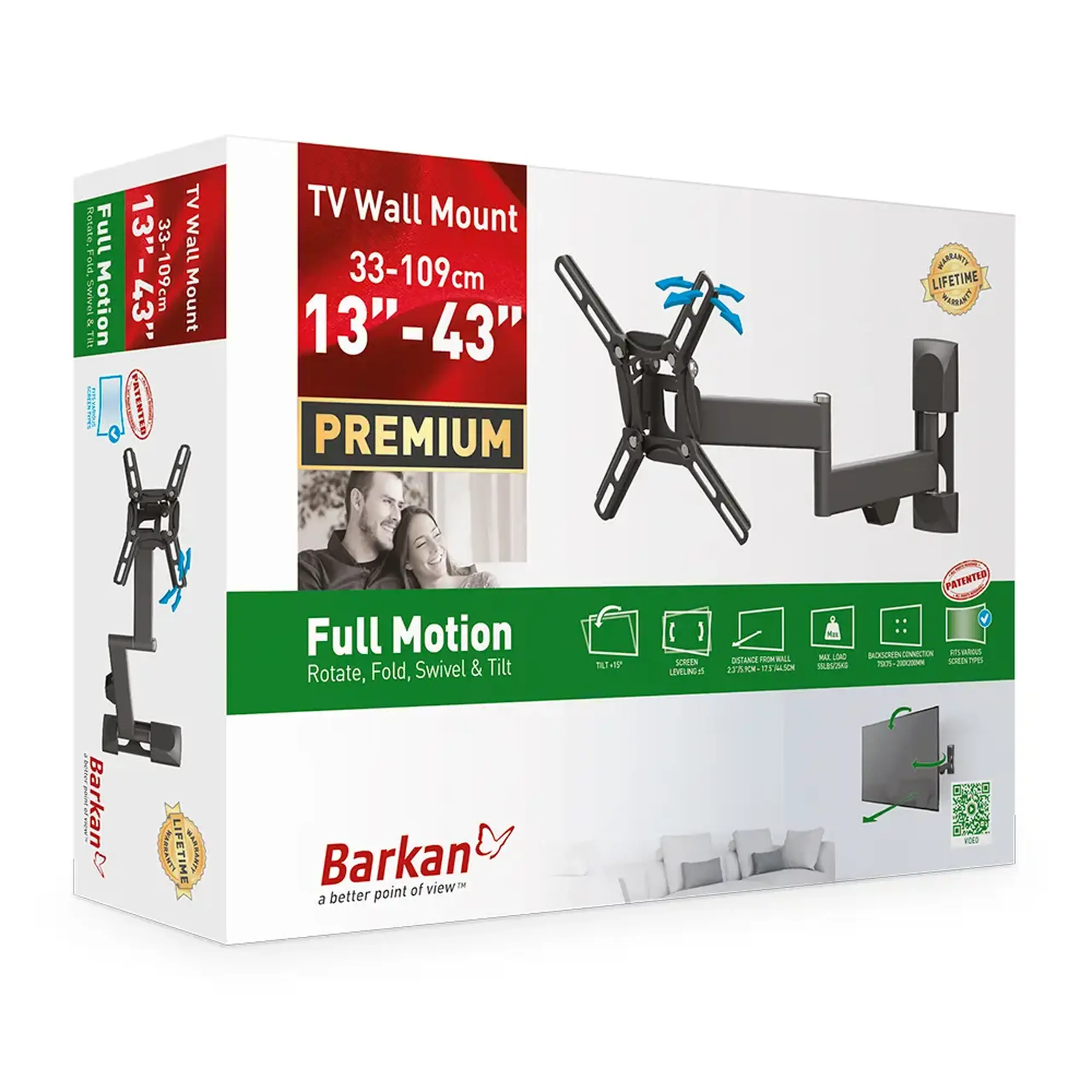 Suport TV de perete BARKAN 2400, Negru