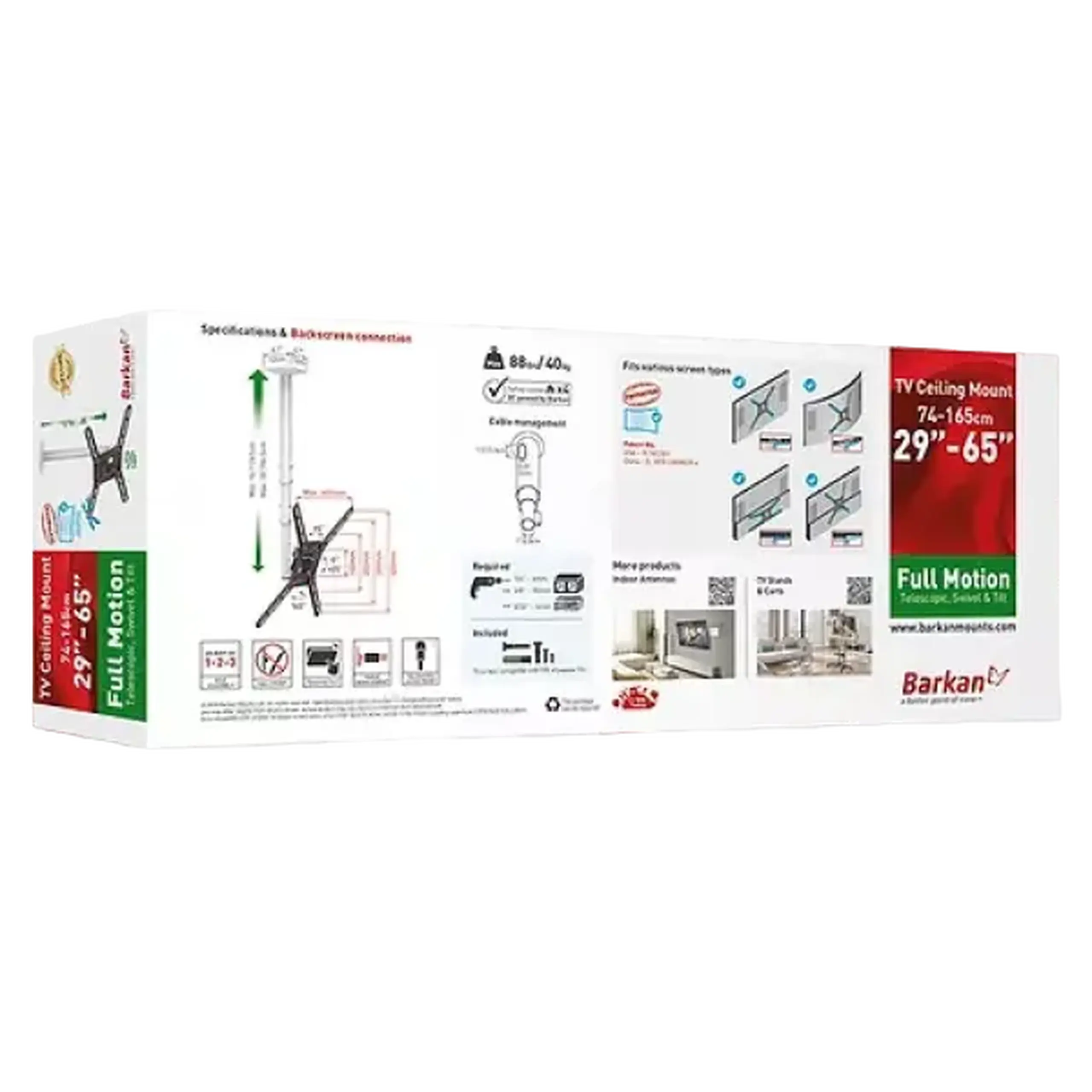 Suport TV tavan Full-motion BARKAN 3500, Alb