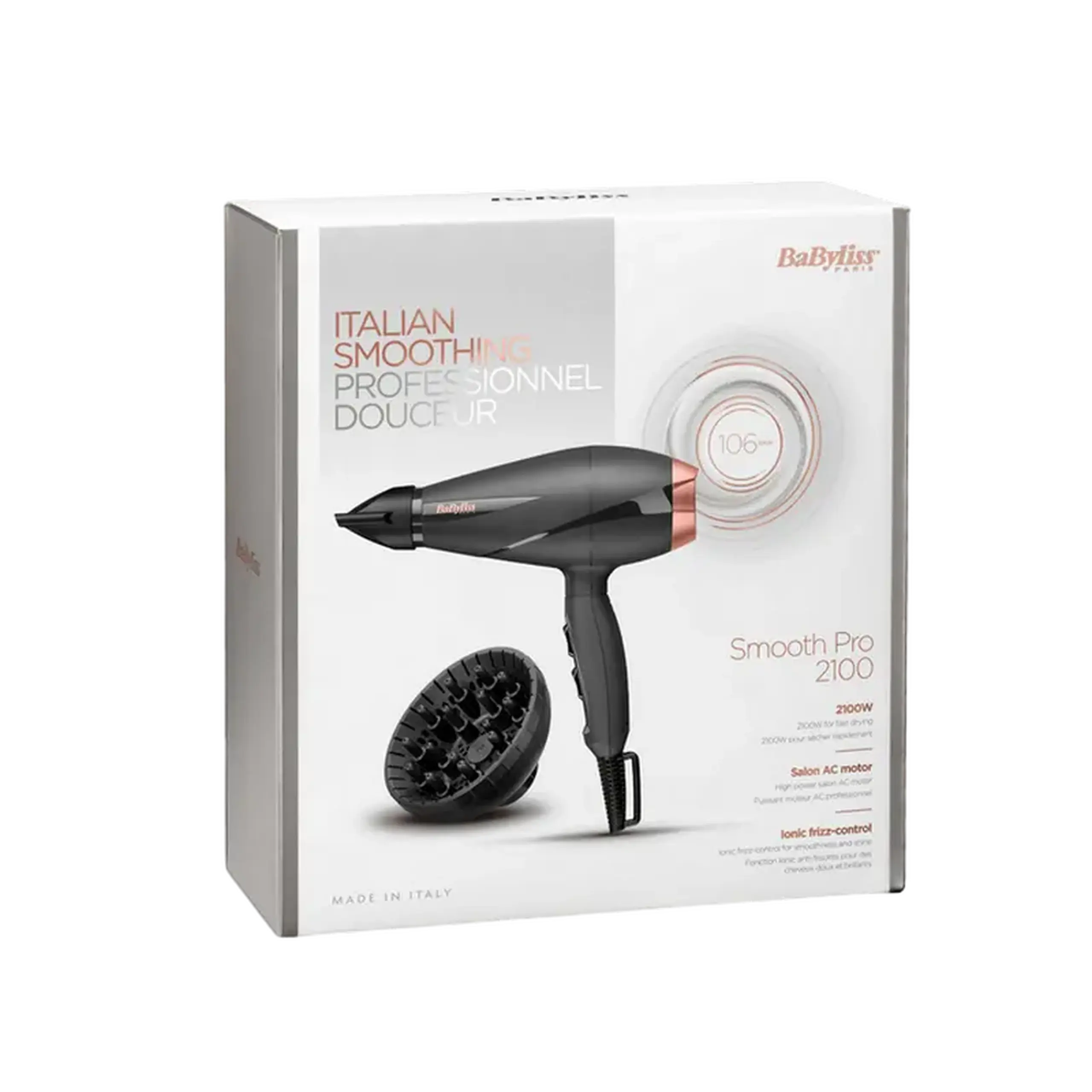 Uscător de păr BaByliss Smooth Pro 6709DE, 2100 W, Negru