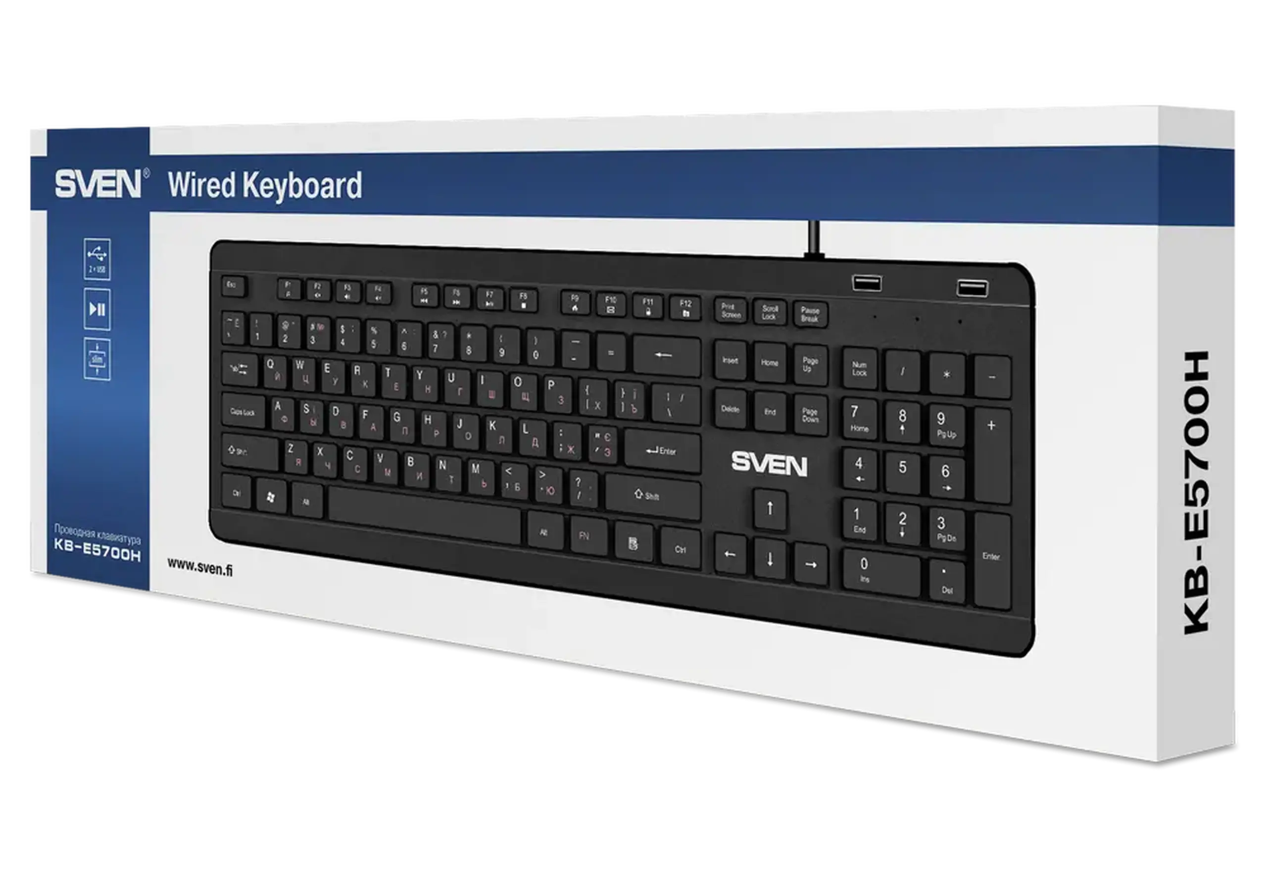 Tastatură SVEN KB-E5700H, Cu fir, Negru