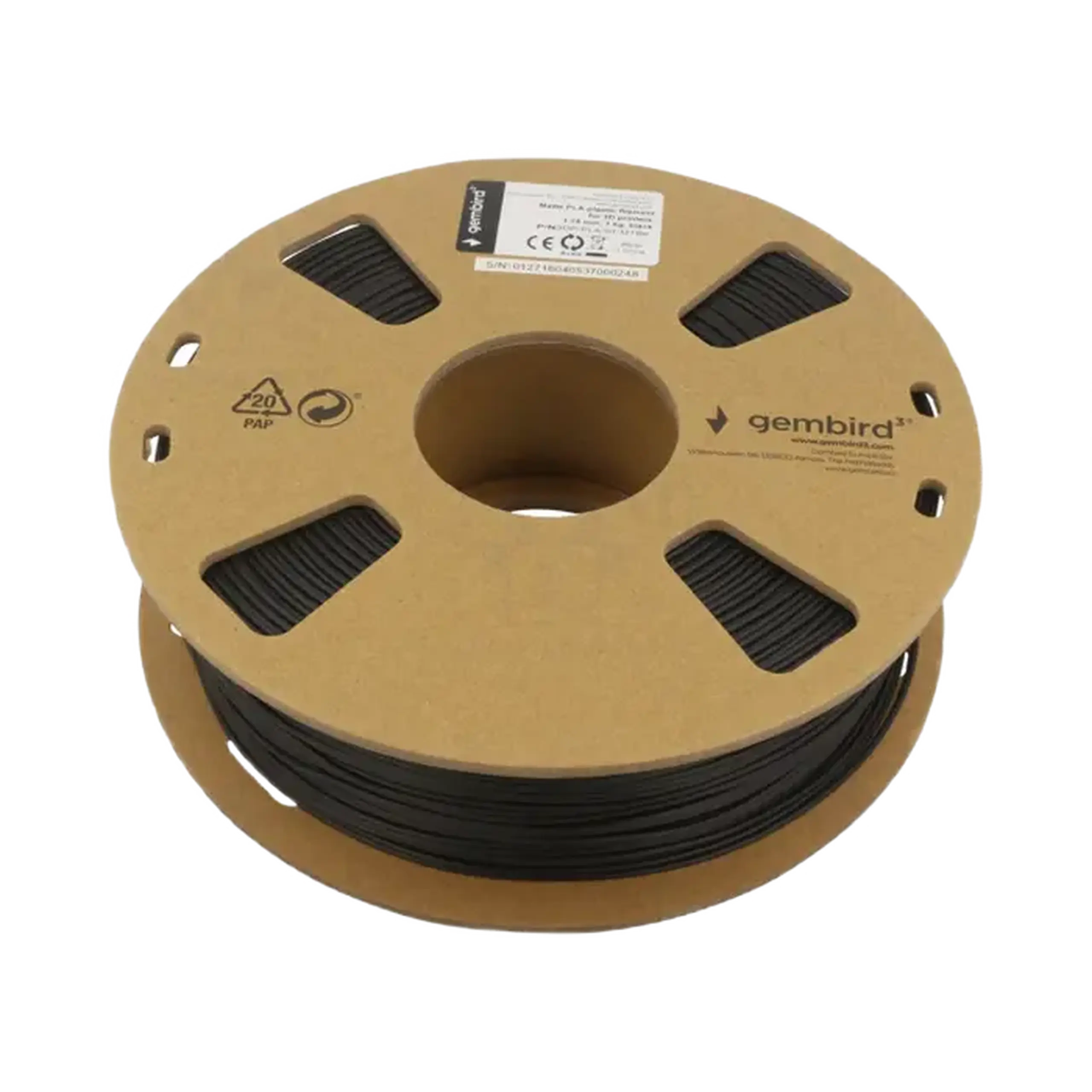 Filament pentru imprimantă 3D Gembird 3DP-PLA-01-MTBK, PLA, Negru Mată, 1.75 mm, 1kg