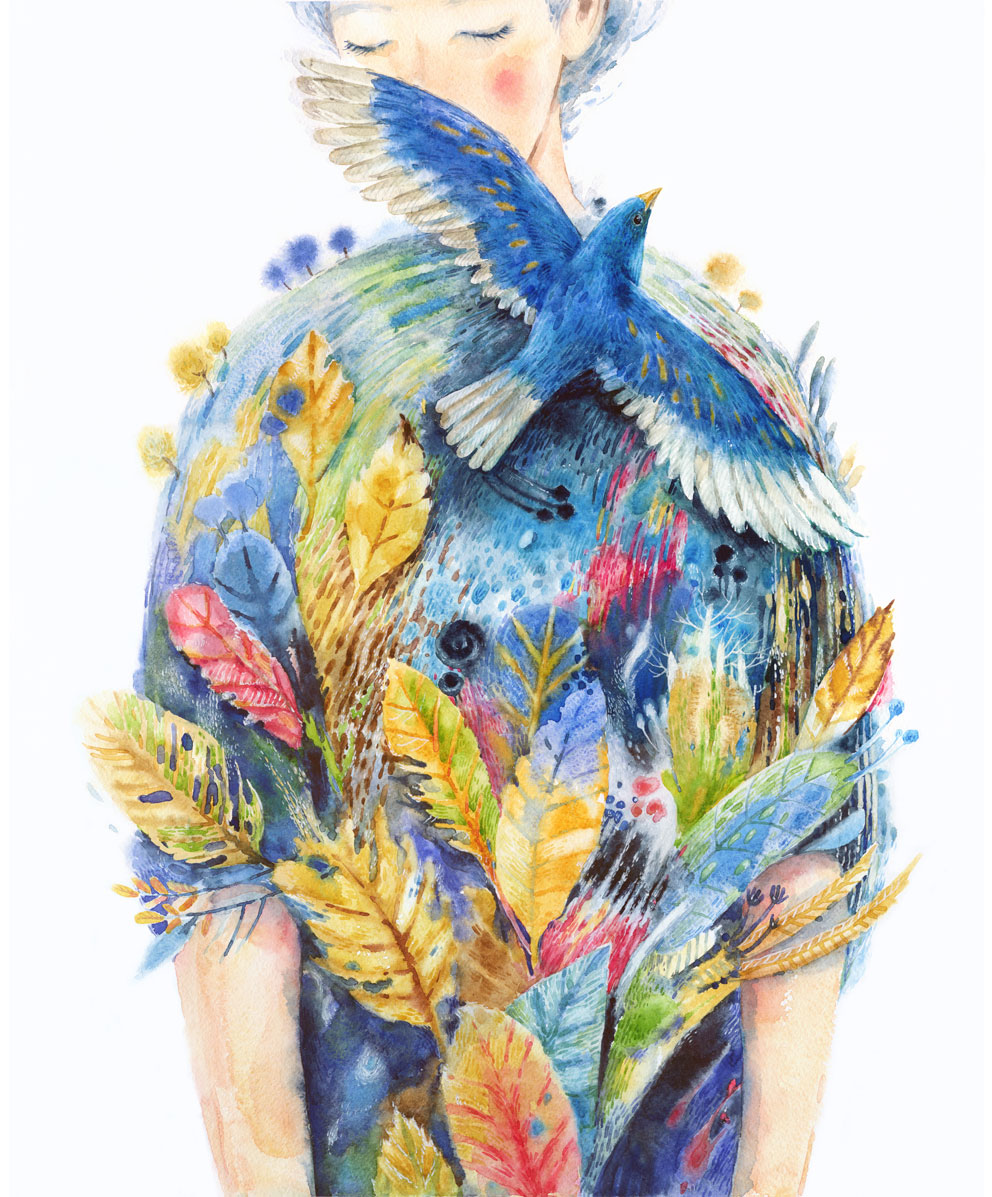 "Pasarea Albastra / Blue Bird" ART PRINT A2