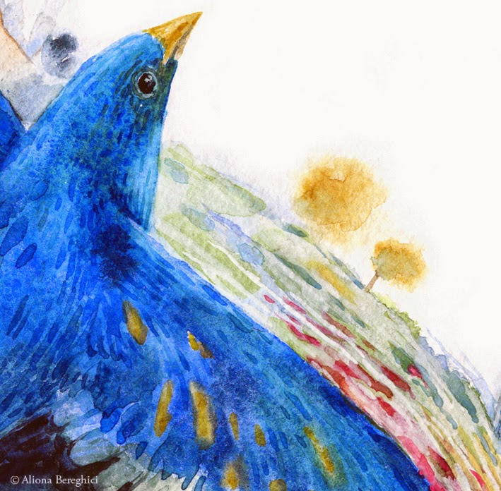"Pasarea Albastra / Blue Bird" ART PRINT A2