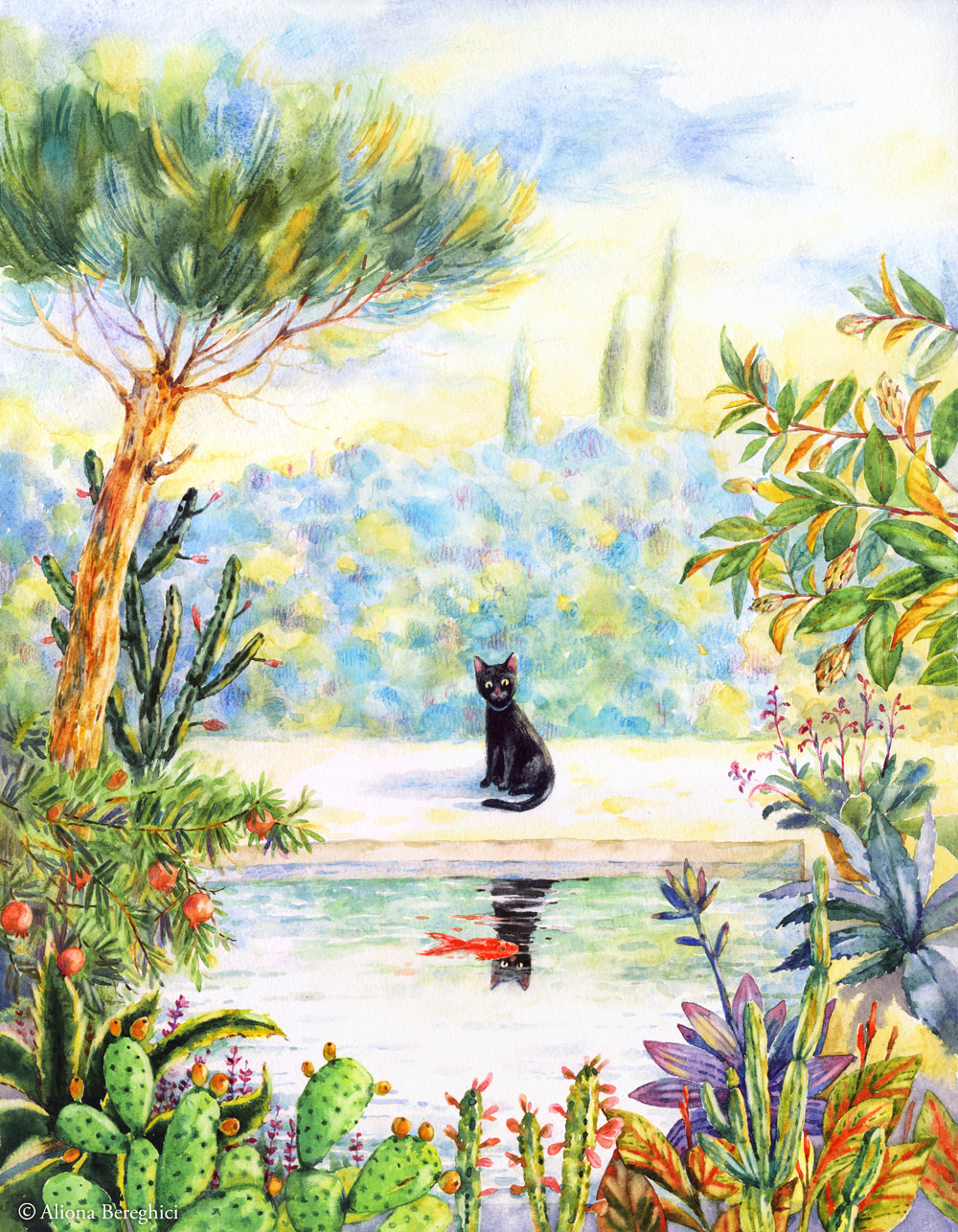"Pisica în Grădină" | "Cat & The Garden" ART PRINT A2