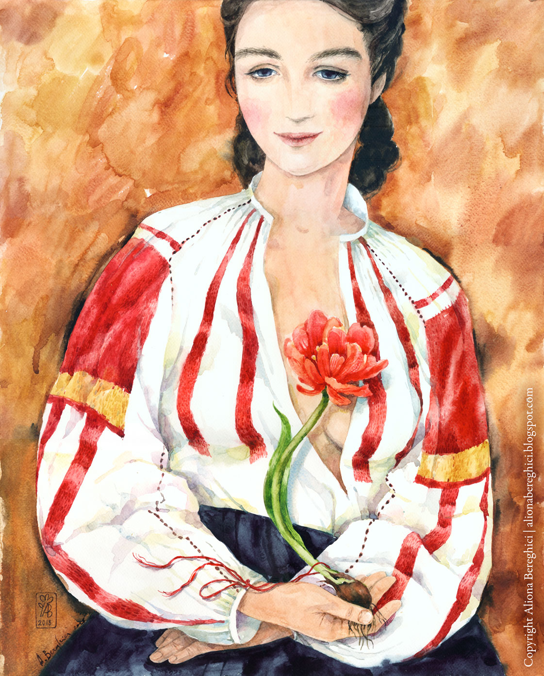 “Girl with a Tulip” ART PRINT A2