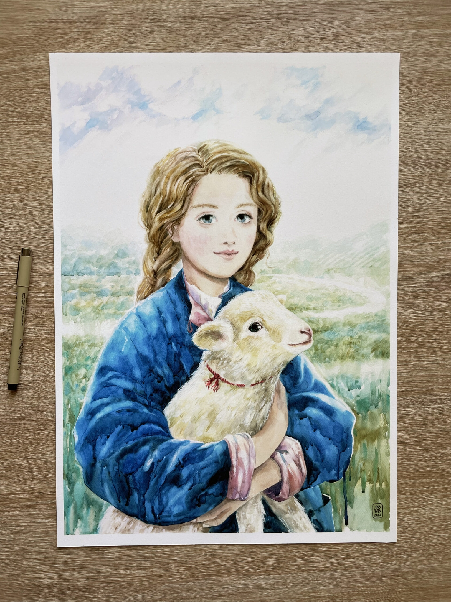 "Fata cu Miel" | "Girl with a Lamb" ART PRINT A2