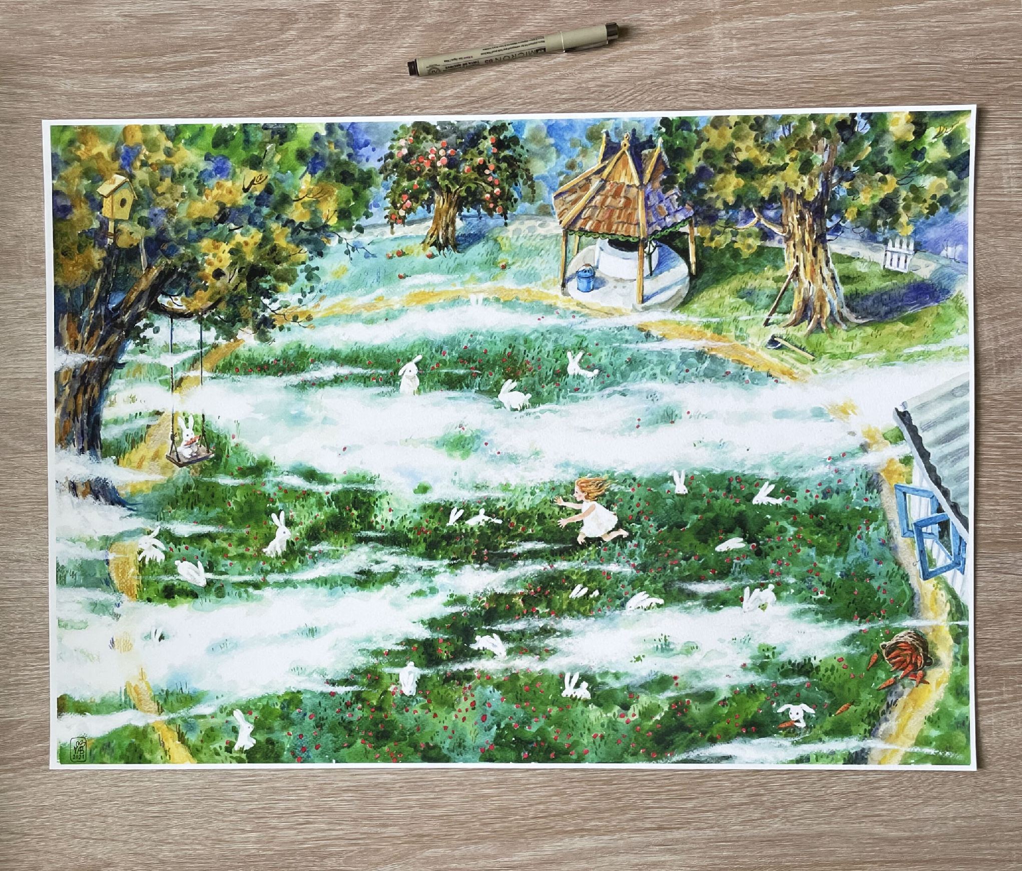 "Iepuri în Lucernă" | "Rabbits in Lucerne" ART PRINT A2