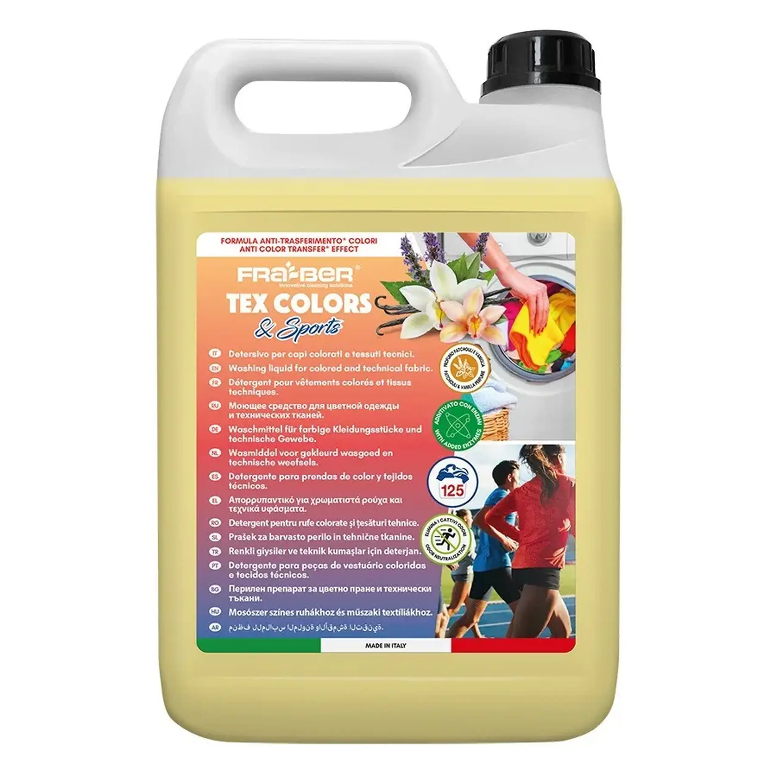 Detergent lichid pentru rufe colorate și îmbrăcăminte sport, TEX COLORS, 5L, Fra-Ber (Italia)