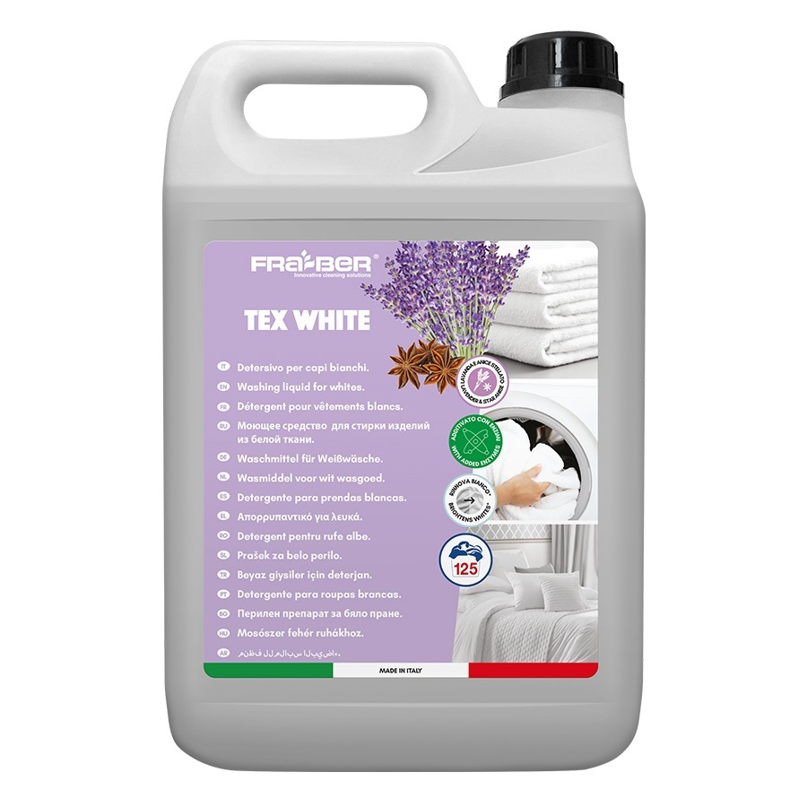 Detergent lichid pentru spălarea țesăturilor albe, TEX WHITE, 5 L, Fra-Ber (Italia)