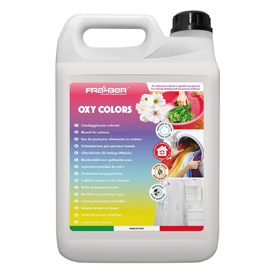 Solutie pentru indepartarea petelor pentru tesaturi colorate OXY COLORS, 5 L, Fra-Ber (Italia)