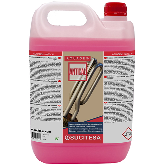 Soluție anticalcar pentru mașinile de spălat vase, Aquagen Antical, 5 L, Sucitesa (Spania)