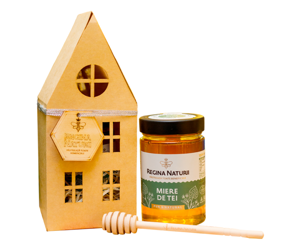 Set Cadou „Căsuță Cu Miere” (Miere De Tei 380g)