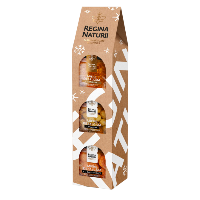 Set Miere ”Perfect Gift” 250g*3buc. (Miere De Salcâm Cu Alune De Pădure, Miere De Salcâm Cu Caise, Miere De Salcâm Cu Fagure)