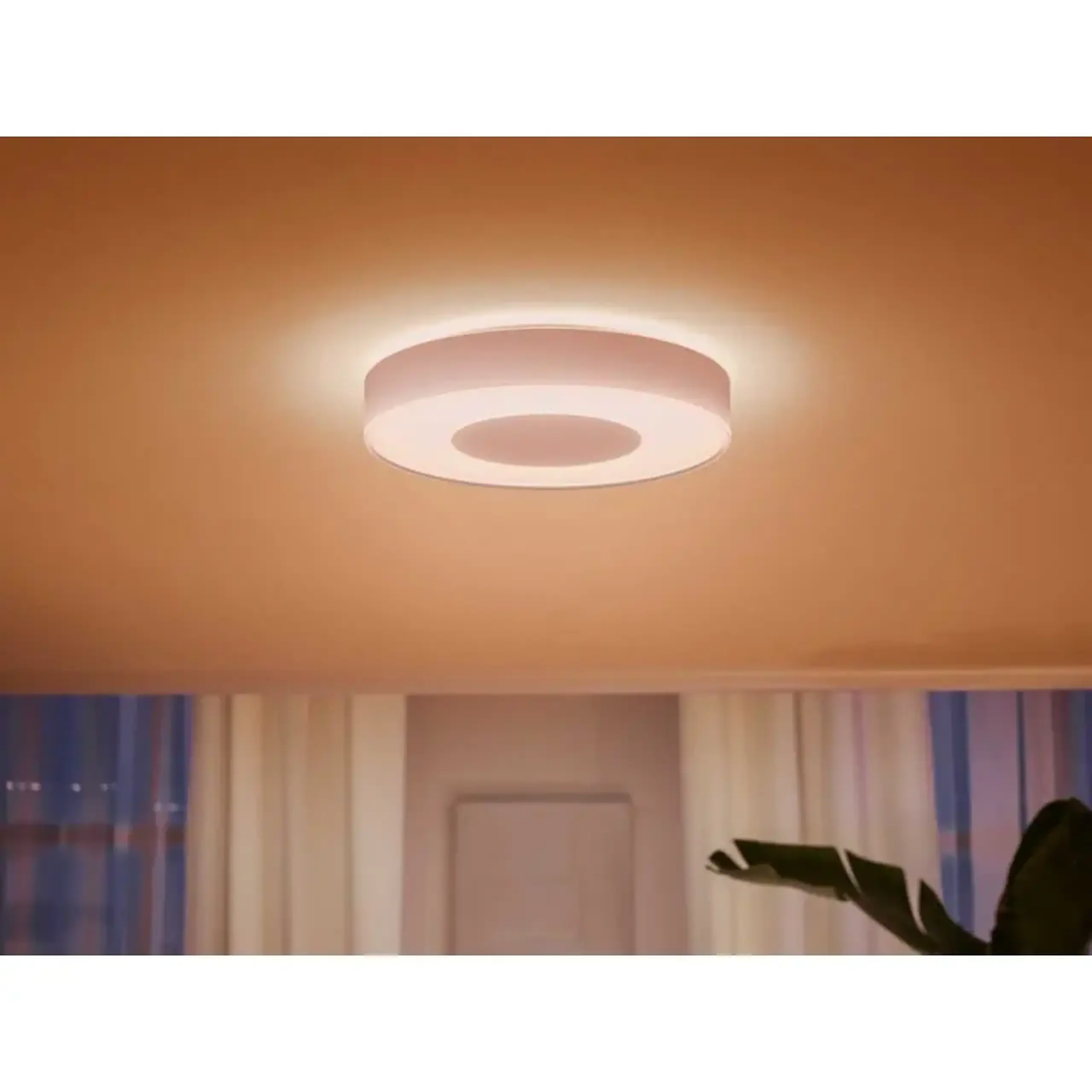 Plafoniera LED RGB inteligenta Philips Hue Infuse, Bluetooth, 52.5W, 3700 lm, lumina alba si colorata (2000-6500K), 42.5cm, Alb