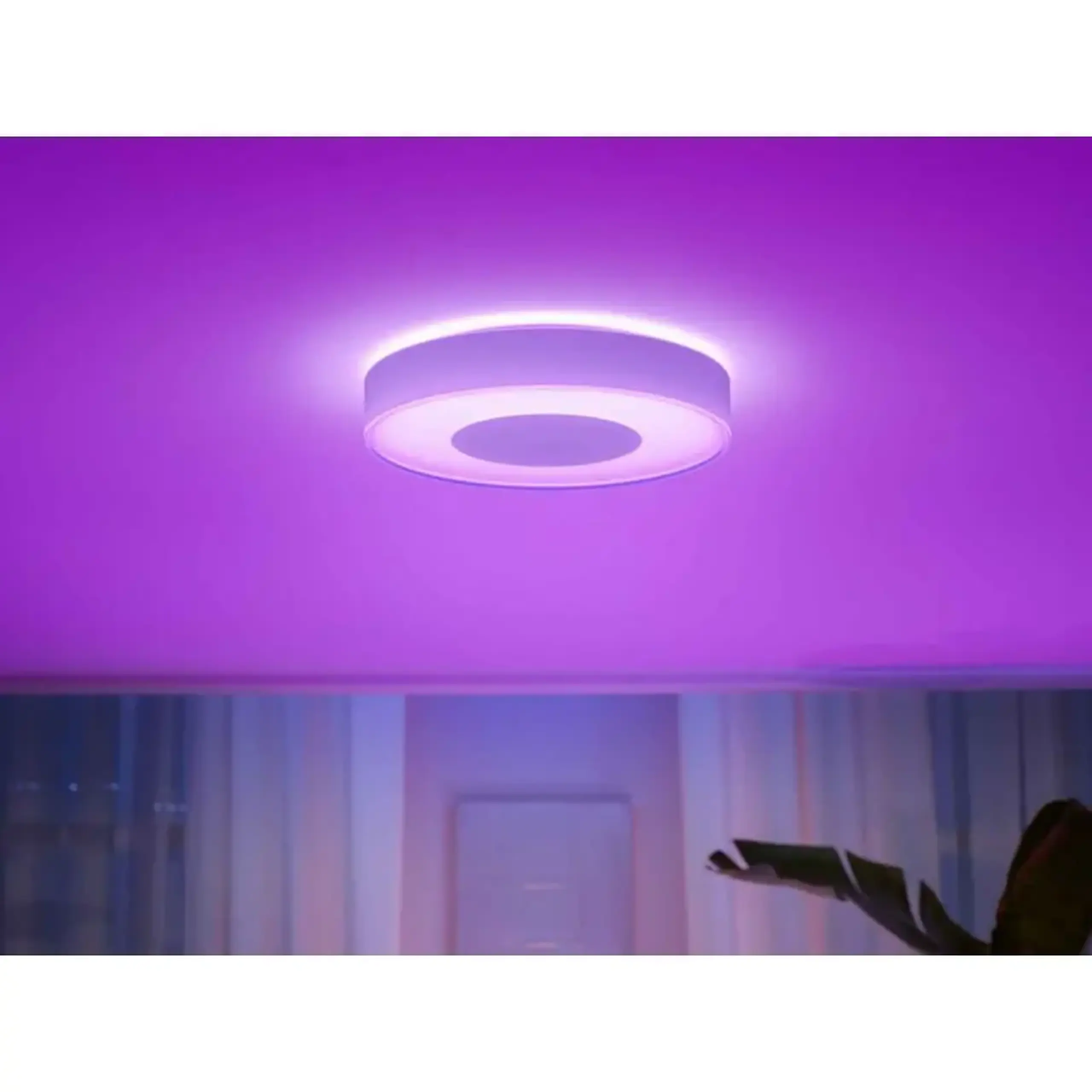 Plafoniera LED RGB inteligenta Philips Hue Infuse, Bluetooth, 52.5W, 3700 lm, lumina alba si colorata (2000-6500K), 42.5cm, Alb