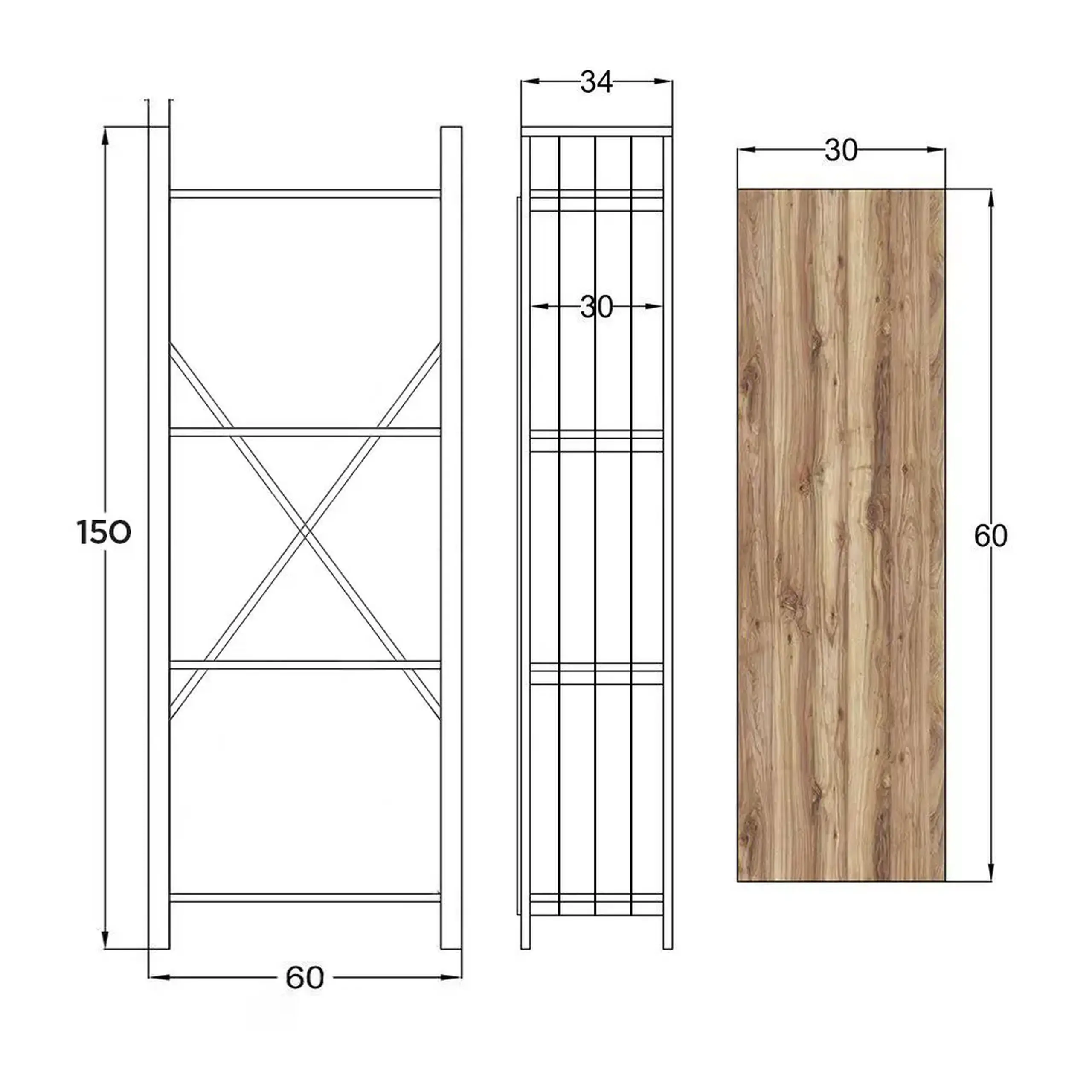 Raft de carti GGMBTLKTP001 60 x 150 x 30