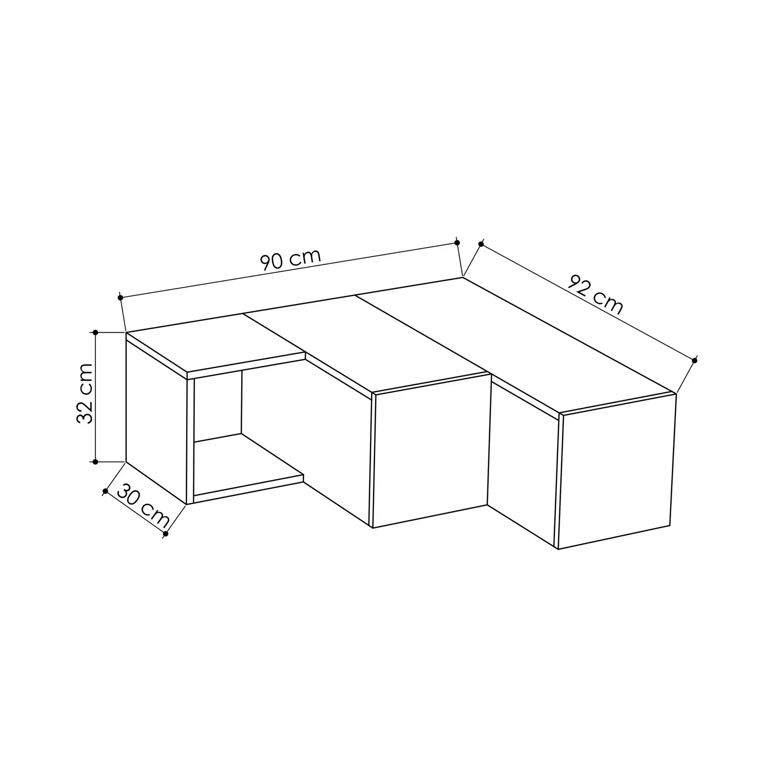 Suport TV Compact - alb, stejar 90 x 32 x 92 cm