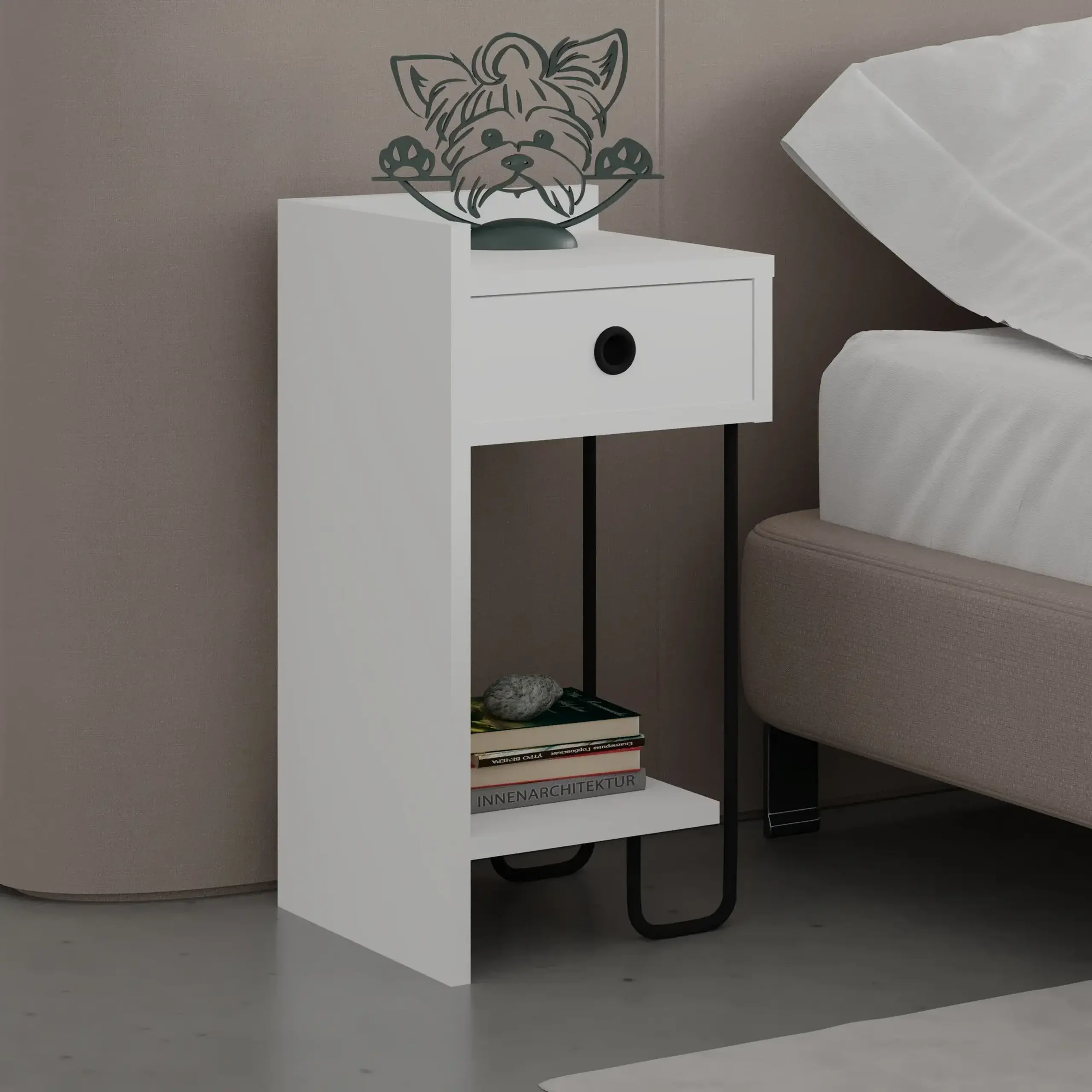 Noptiera Sirius Stanga - Alb v2 32 x 61 x 30 cm