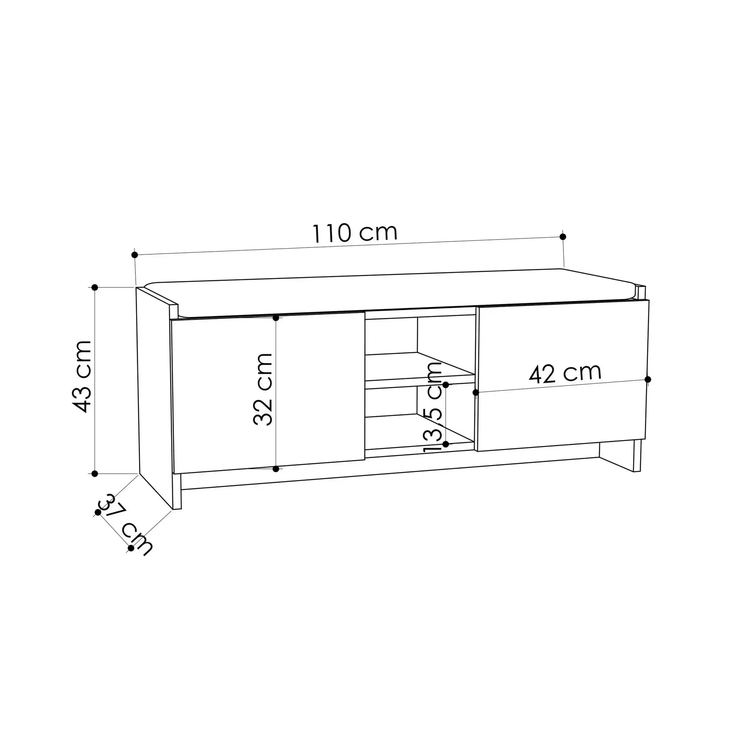 Dulap de incaltaminte Zulla - Antracit, Sonomo 110 x 43 x 37 cm