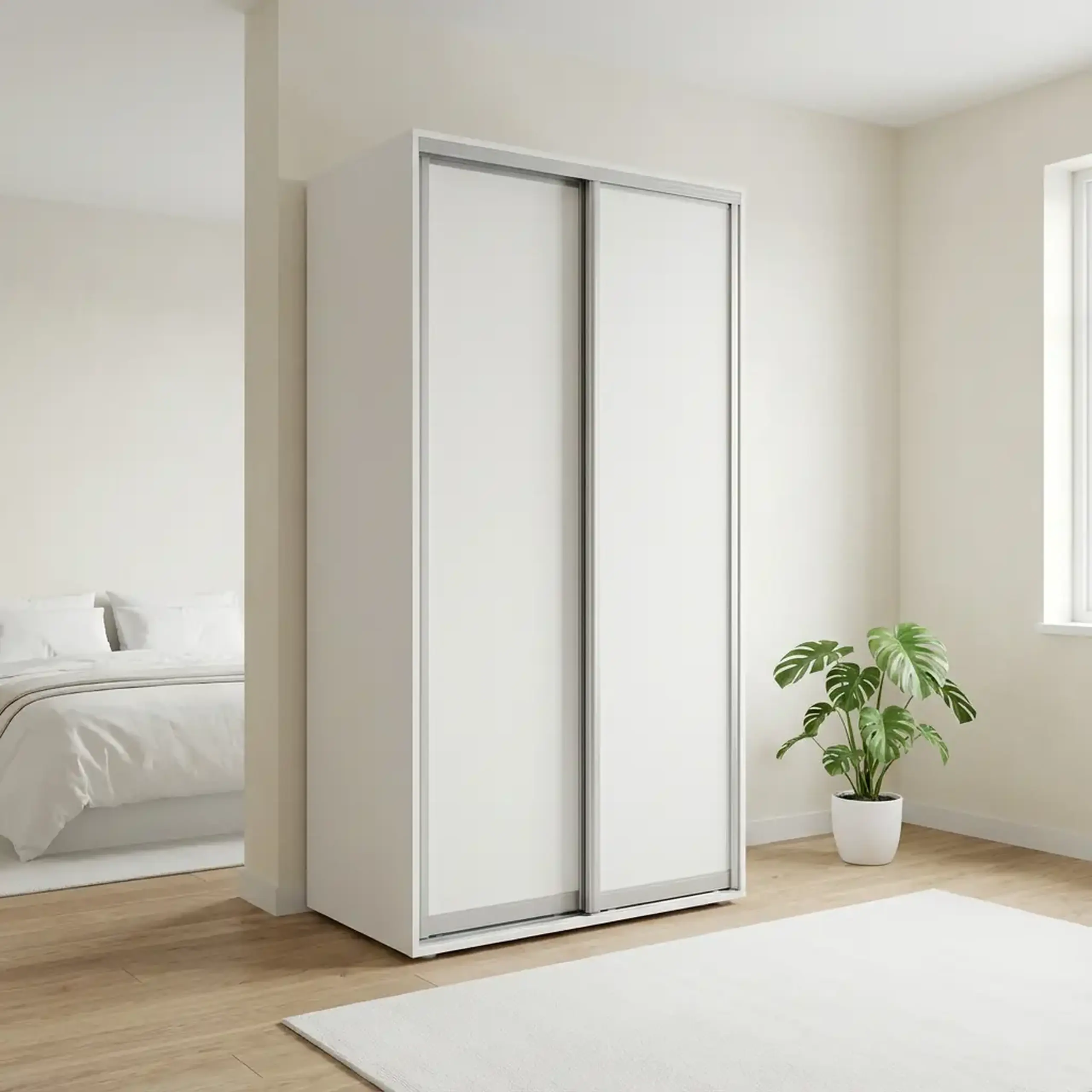 Dulap Cupe Fenix cu 2 usi, 2 PAL, Alb, 120x60x220 cm