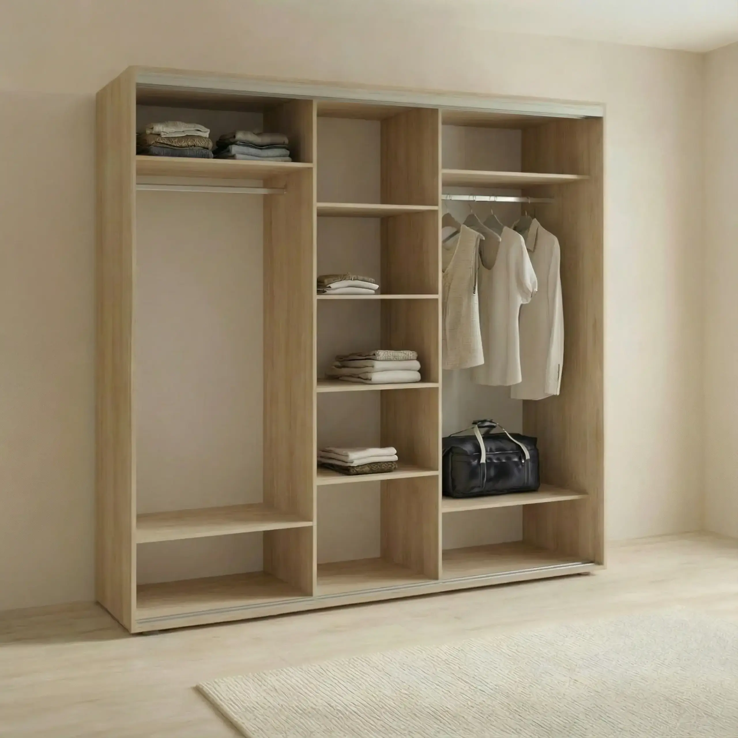 Dulap Cupe Fenix cu 3 usi, 3 PAL, Sonoma, 240x60x220 cm