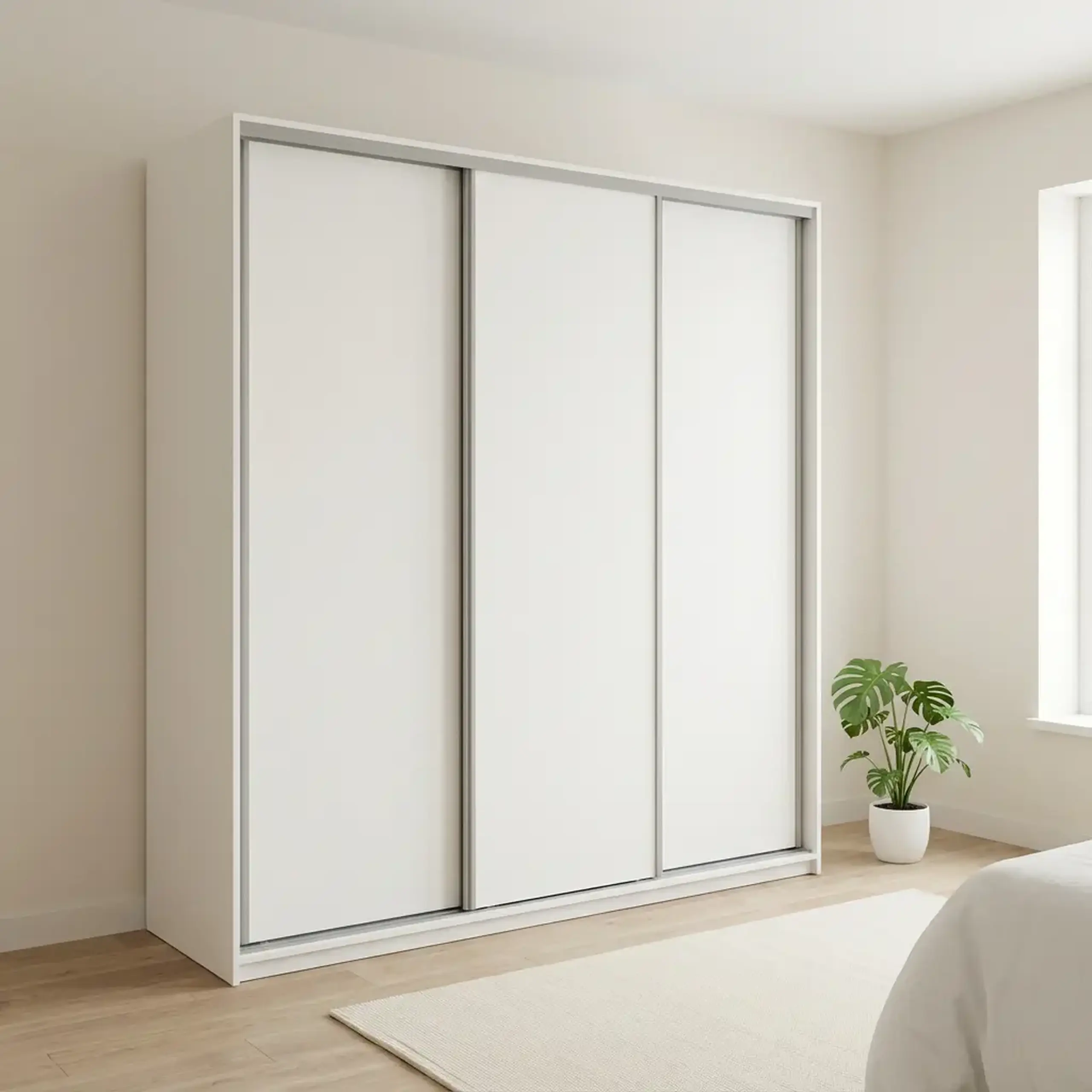 Dulap Cupe Fenix cu 3 usi, 3 PAL, Alb, 260x60x240 cm