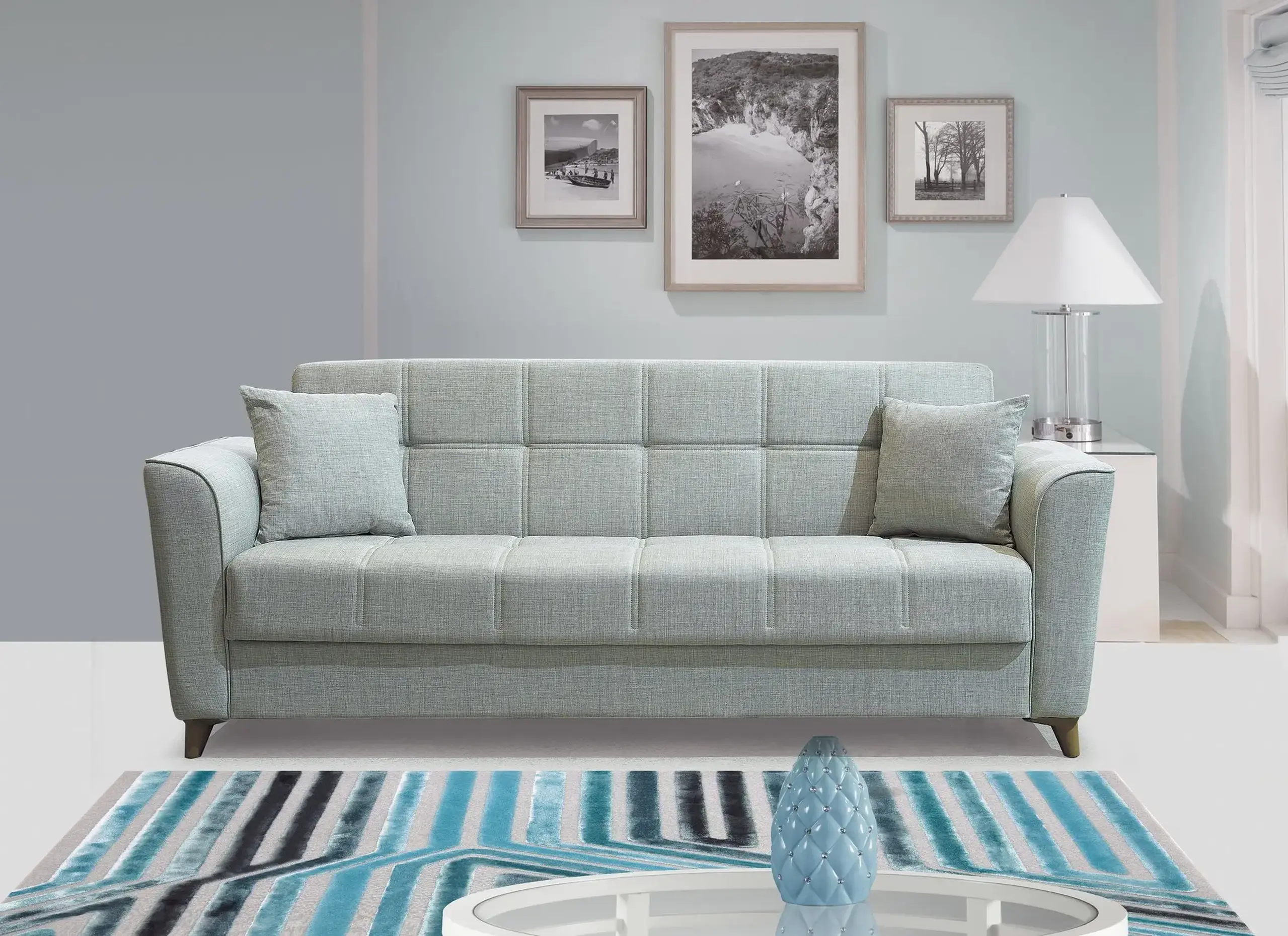 Canapea extensibila, Edena, cu lada de depozitare, 215 x 80 x 80 cm, Gri