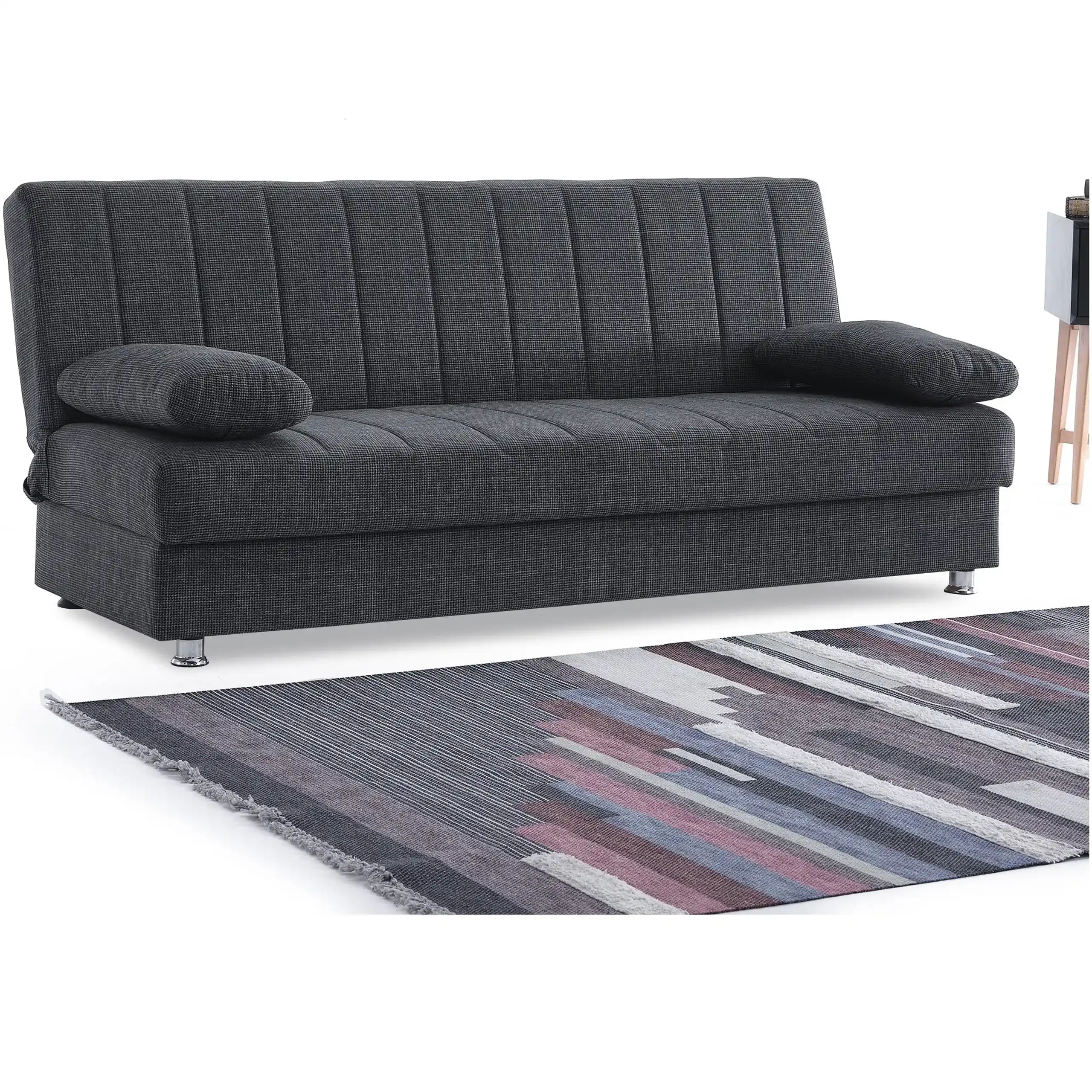 Canapea extensibila cu lada depozitare, Economix, 190x82x80, Gri inchis