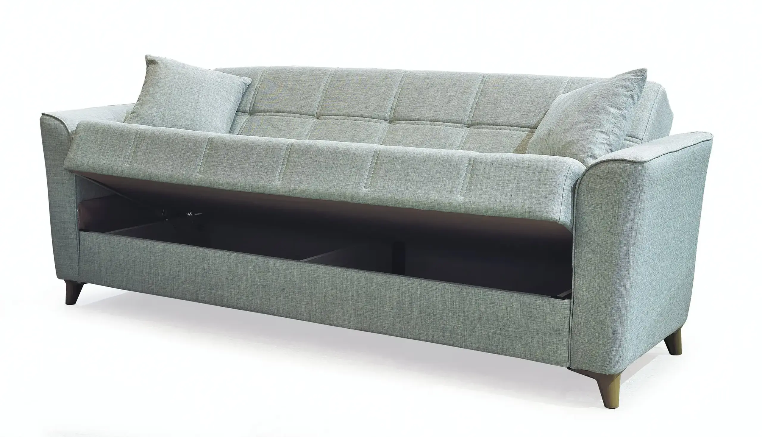 Canapea extensibila, Edena, cu lada de depozitare, 215 x 80 x 80 cm, Gri