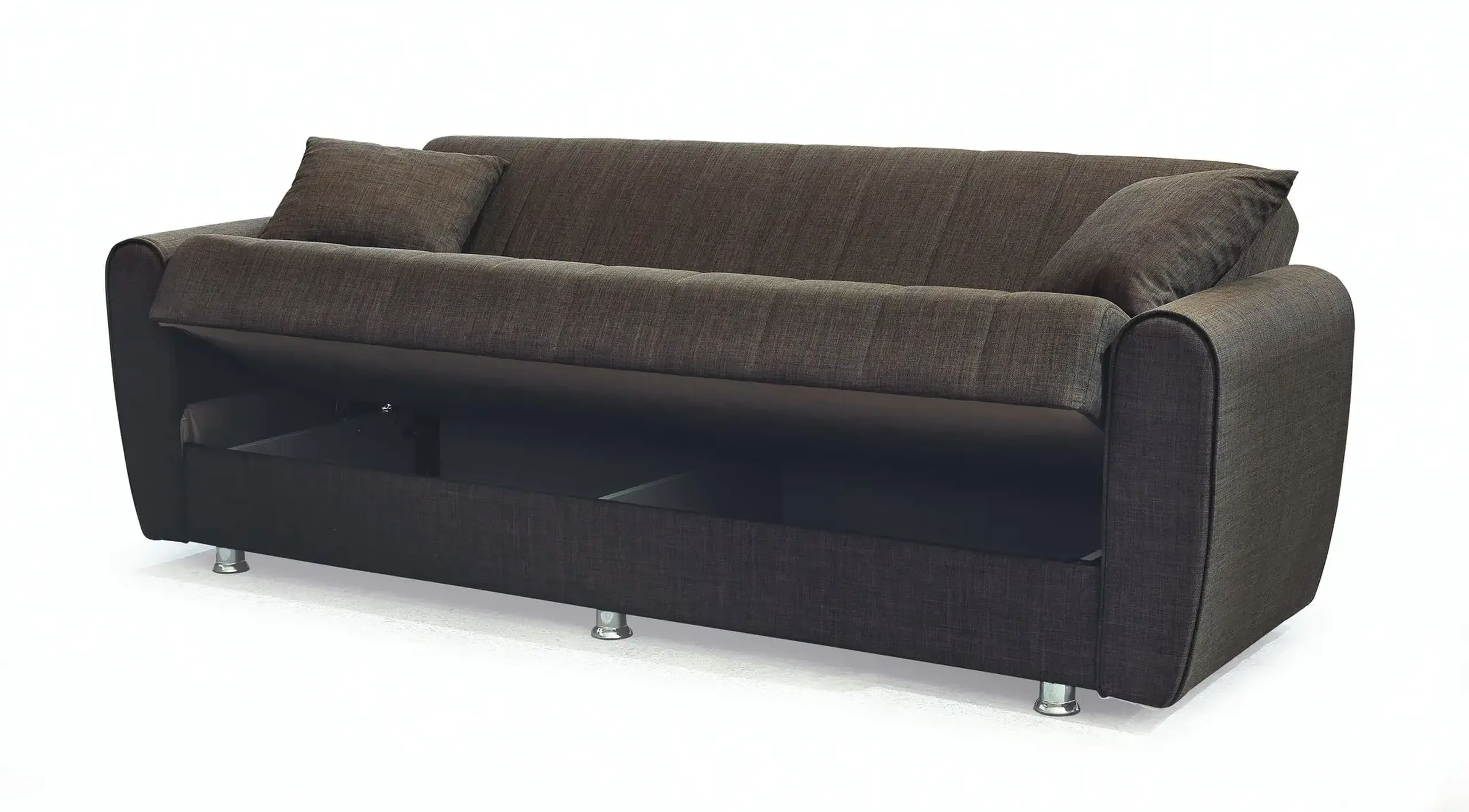 Canapea extensibila, Manes, cu lada de depozitare, 215 x 80 x 80 cm, Maro