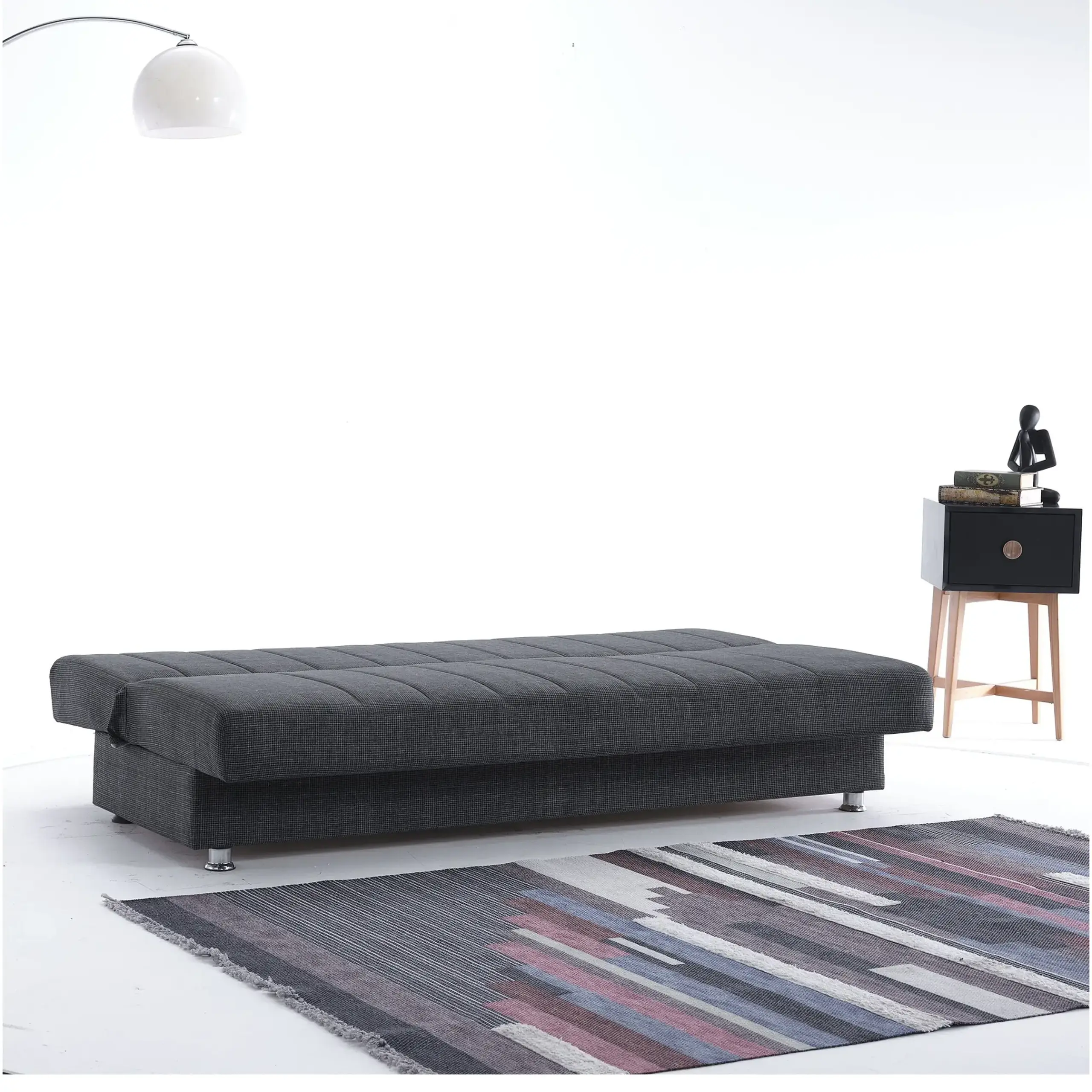 Canapea extensibila cu lada depozitare, Economix, 190x82x80, Gri inchis